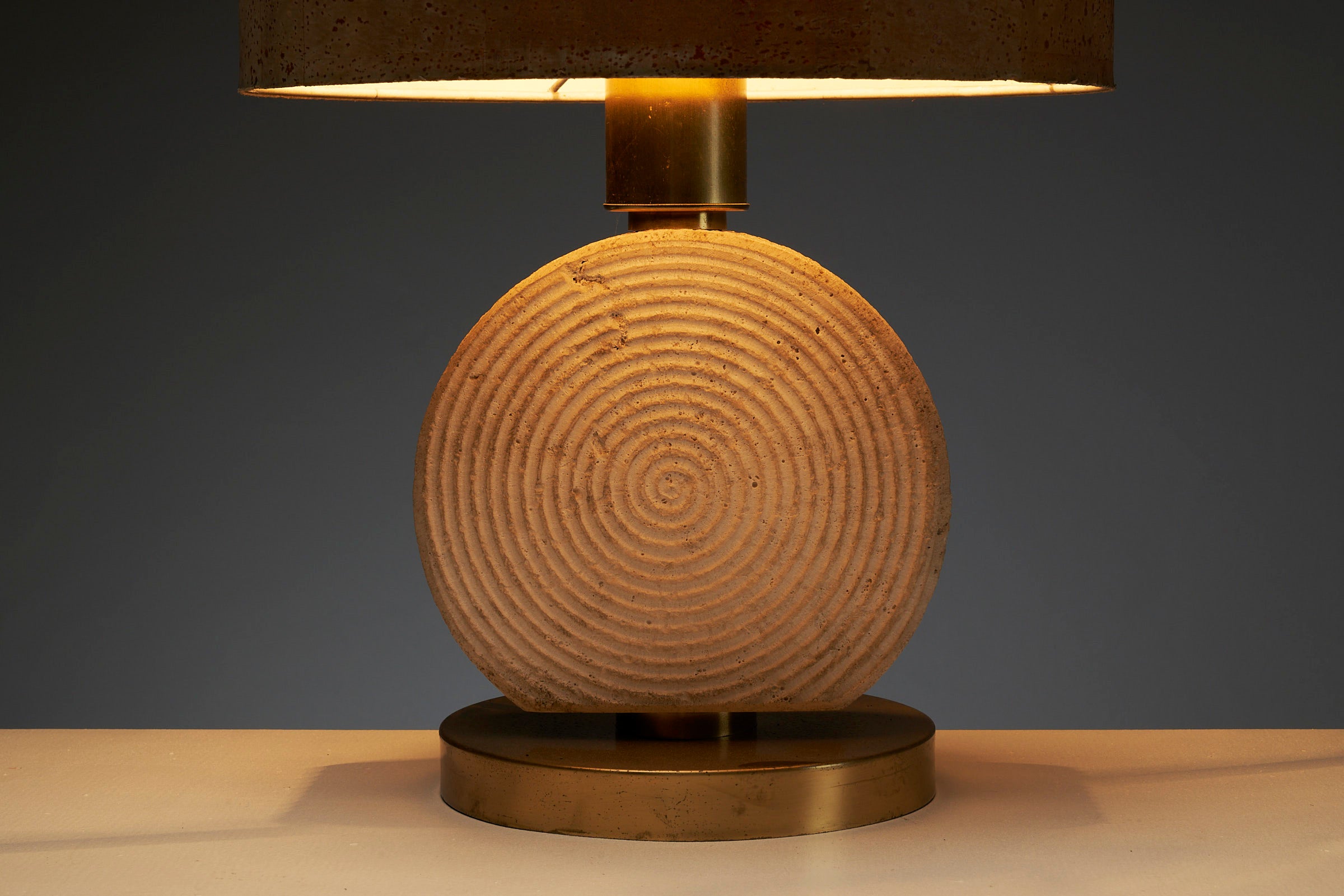 Naturel Table Lamp in Travertin with Cork Shade