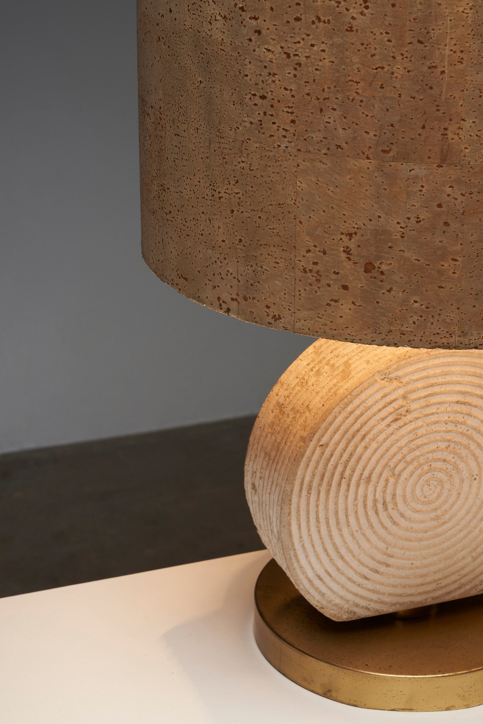 Naturel Table Lamp in Travertin with Cork Shade