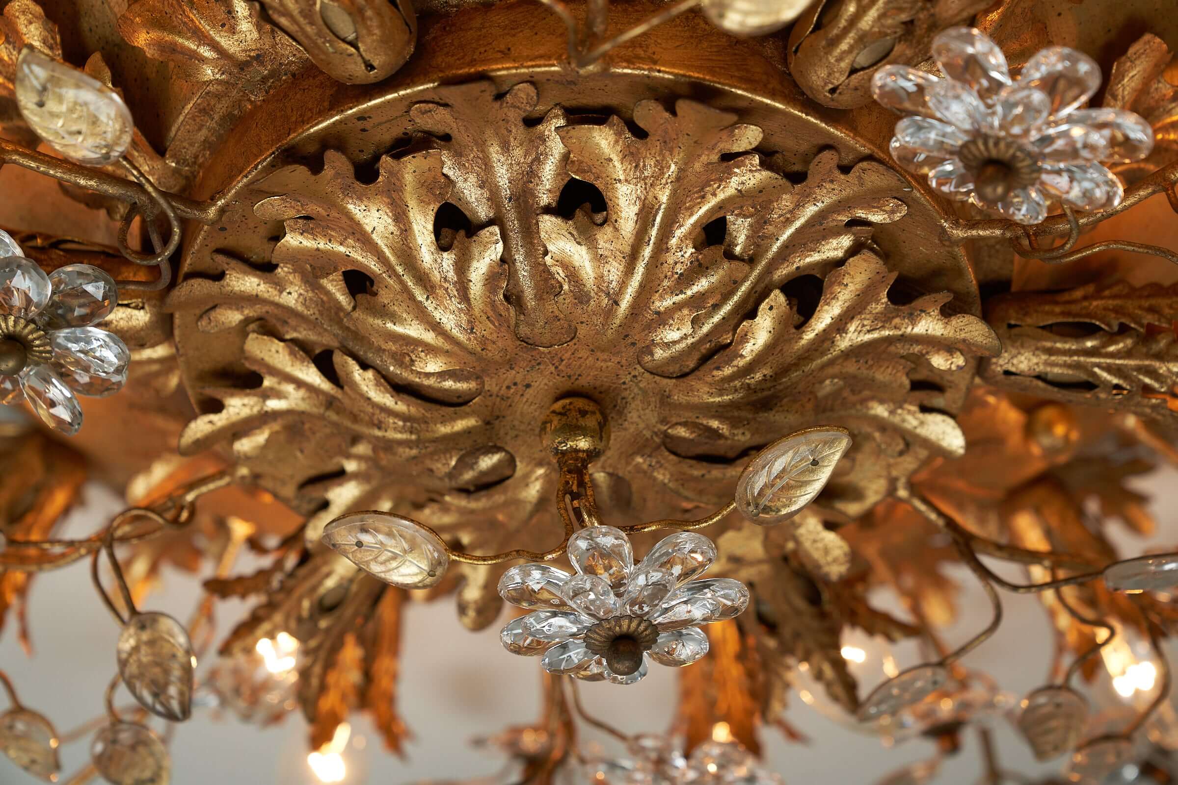 Colliflower Fixture Elegant Large Ceiling Fixture - Oak Leaves & Flowers