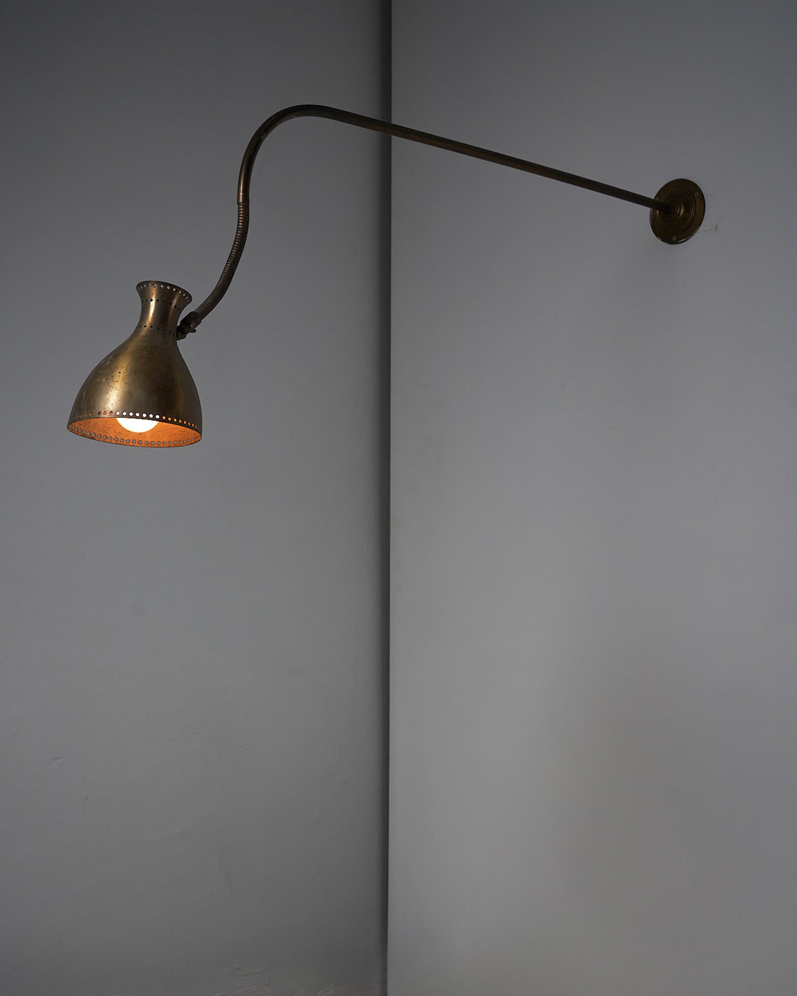 Long Brass Wall Lamp with Flexibel Stem