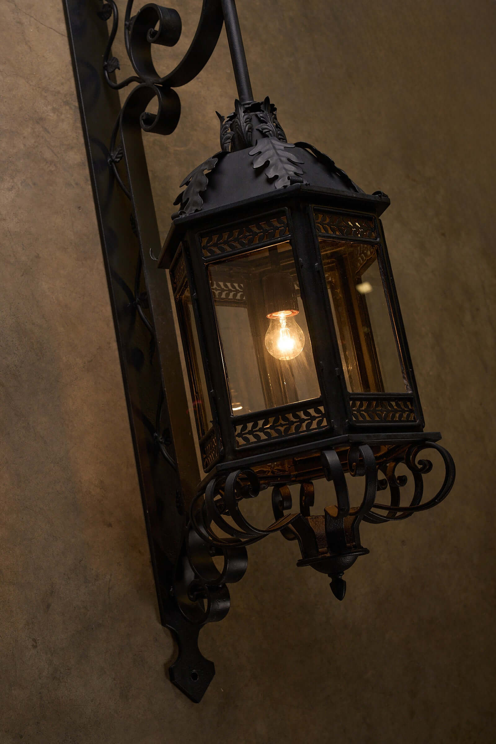 Lantern Lampione Outdoor Wrought Iron With Glass Corten Wall 30 CM Lantern Lampione Outdoor Wrought Iron With Glass Corten Wall 30 CM