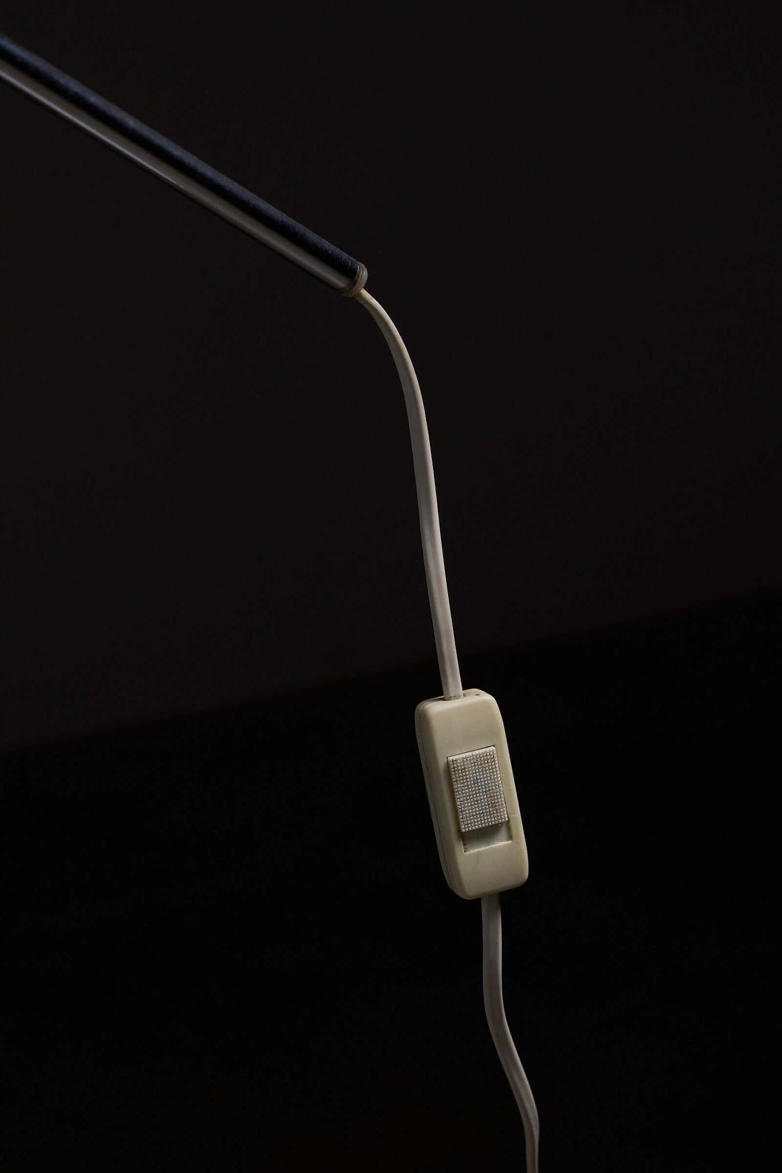 Adjustable Floor Lamp in White Enamel and Chrome, 1970s with switch detail and sleek cord design.