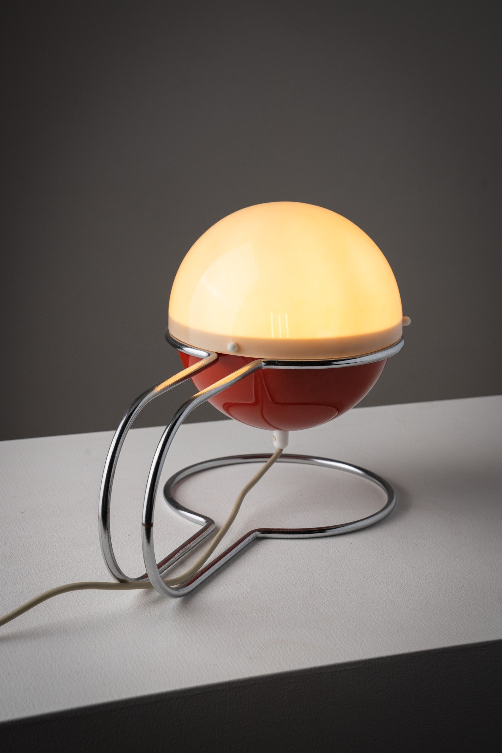 Formland Red Space Age Table Lamp by Sidse Werner & Leif Alring for Fog & Mørup, Denmark, 1970s on display.