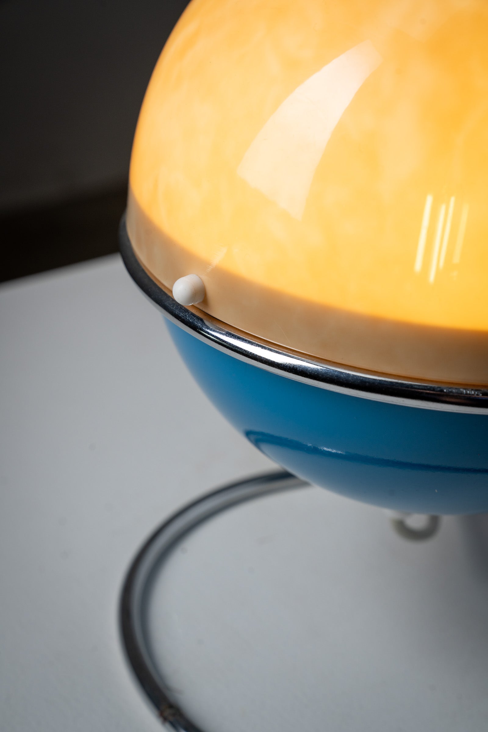Close-up of Blue Space Age “Formland” Table Lamp by Sidse Werner and Leif Alring for Fog & Mørup, Denmark, 1970s.
