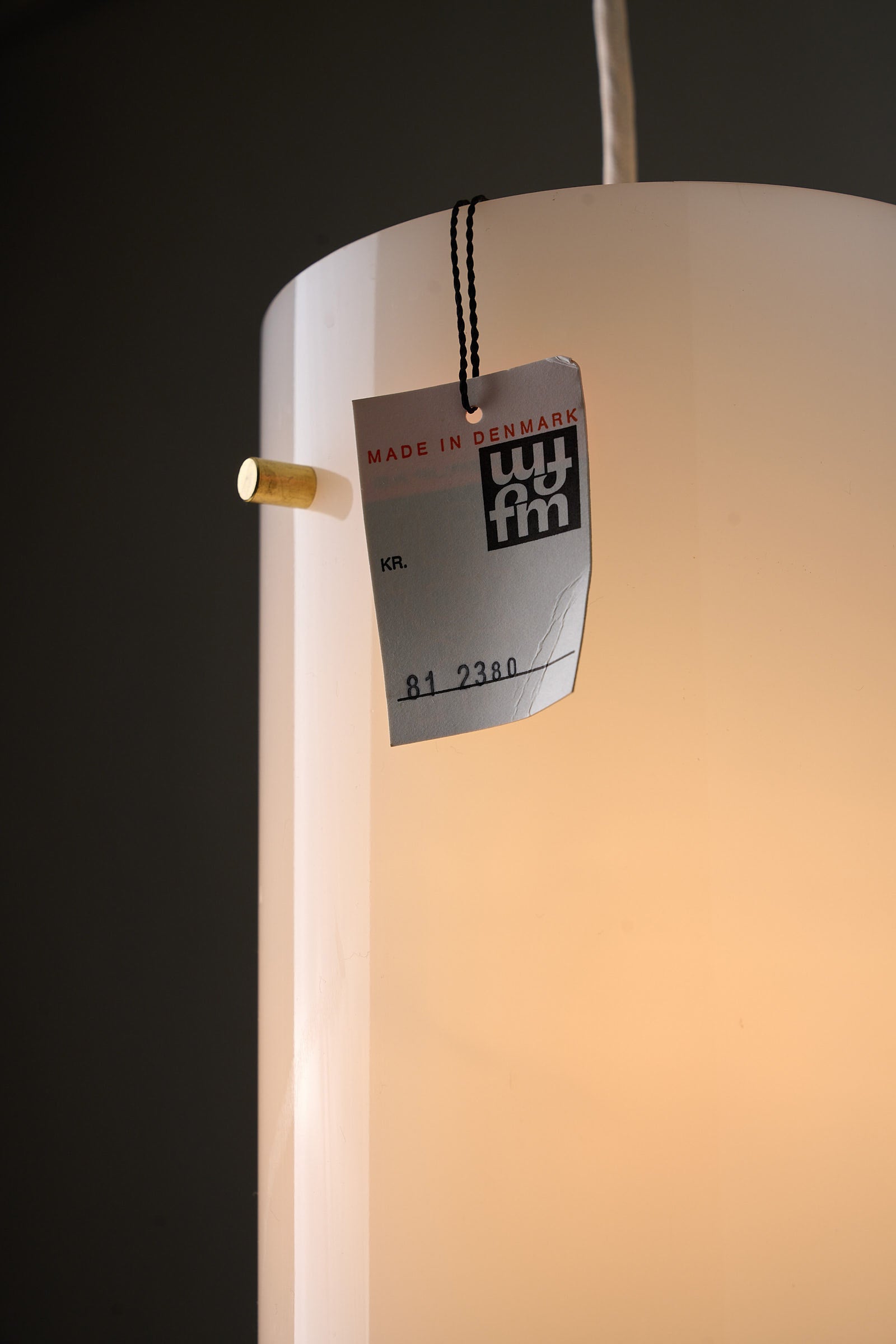Tubular Acrylic Ceiling Lamp by Fog & Mørup, Denmark, 1960s with label and brass fitting.