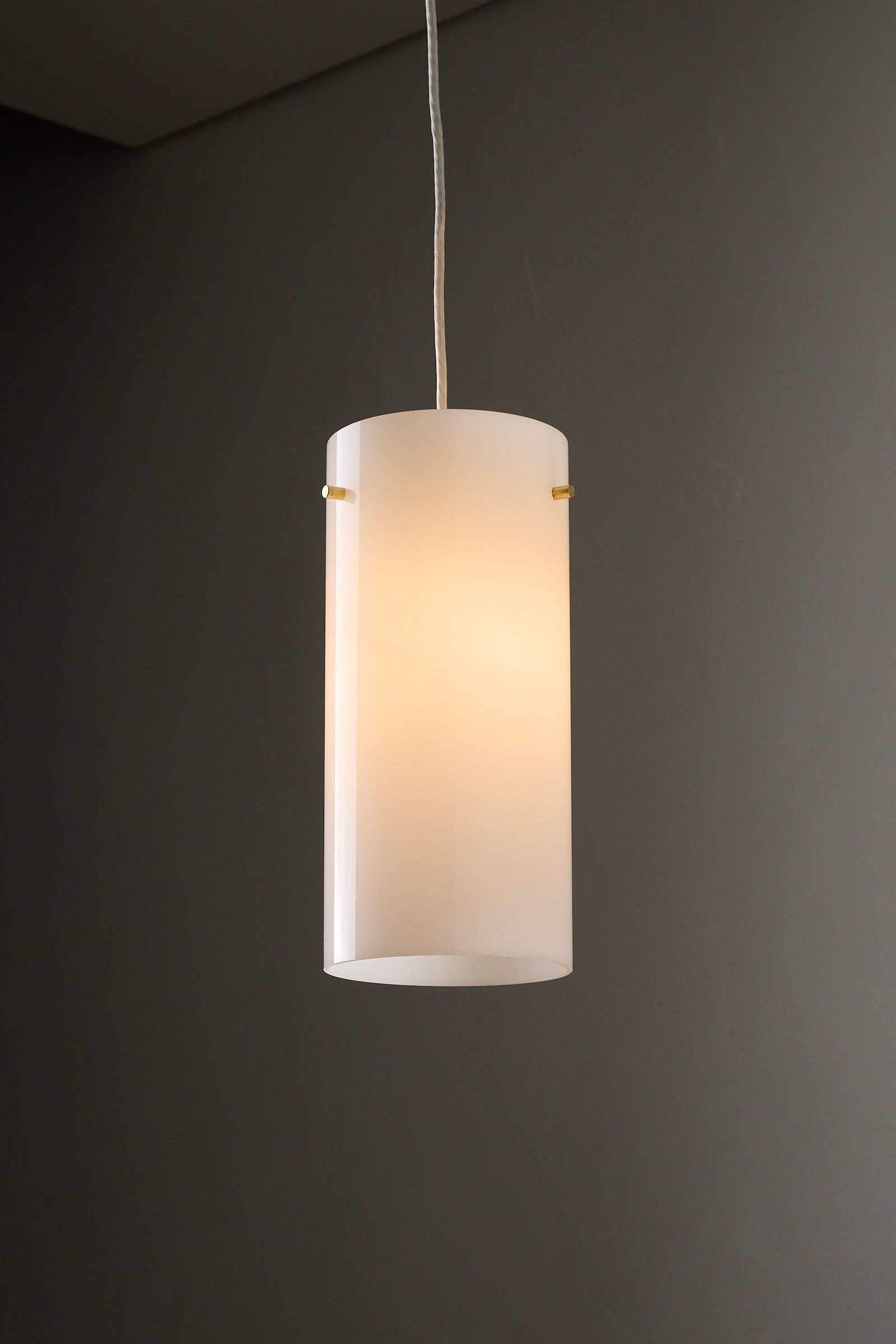 Tubular Acrylic Ceiling Lamp by Fog & Mørup, Denmark, 1960s, minimalist design with translucent shade and brass fittings.