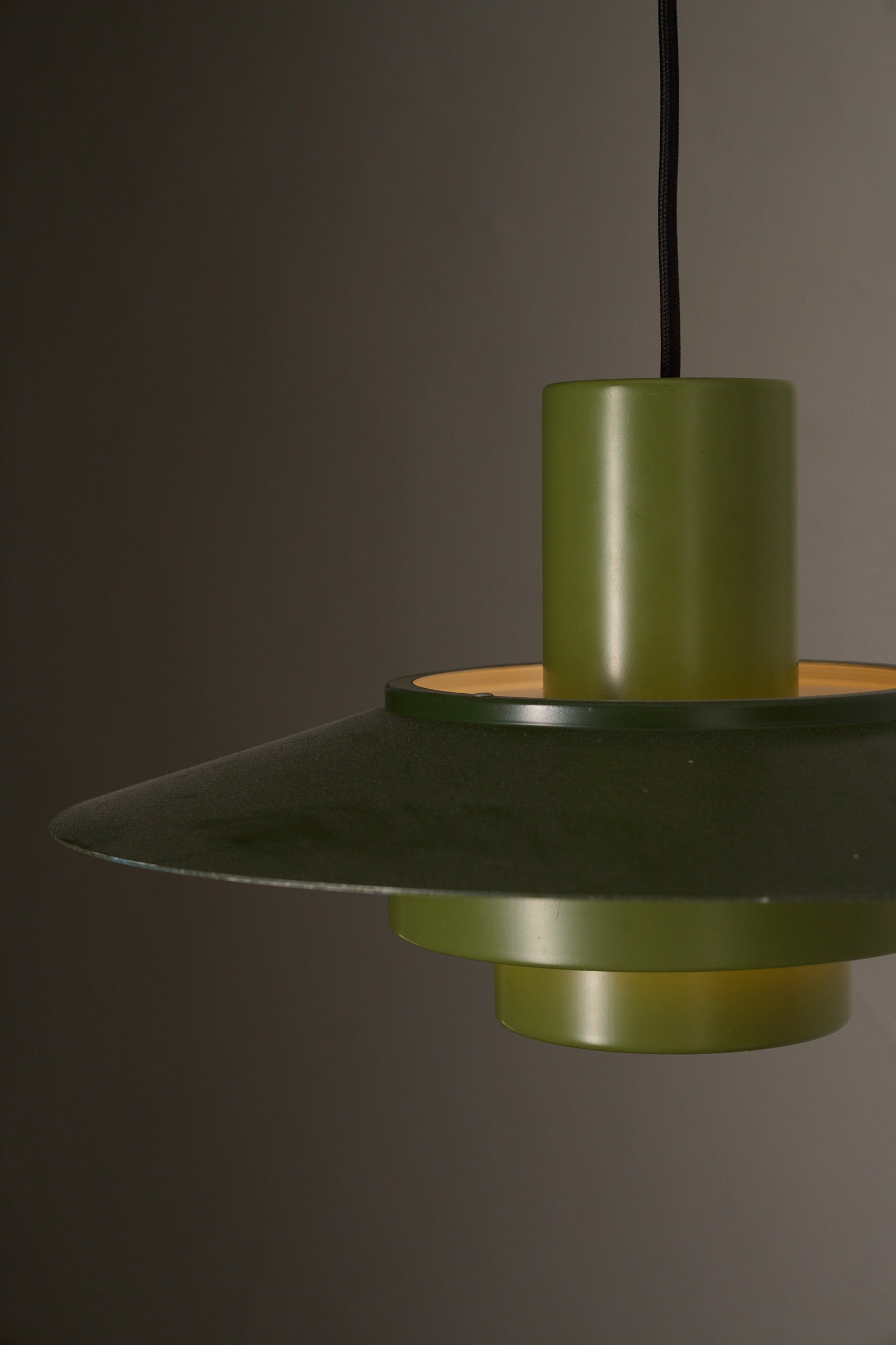 Vintage Green Falcon Pendant Light by Andreas Hansen for Fog & Mørup showcasing a sleek green aluminum design.