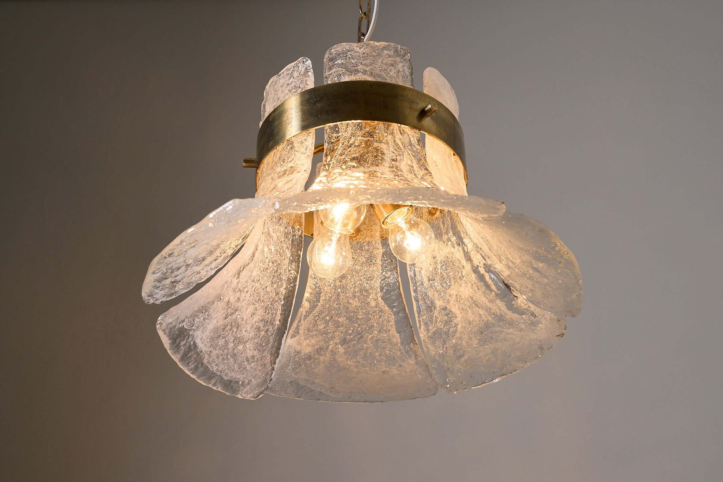 Carlo Nason for Kalmar Glass Chandelier, modular pendant lamp with Murano glass and brass, 1970s design.