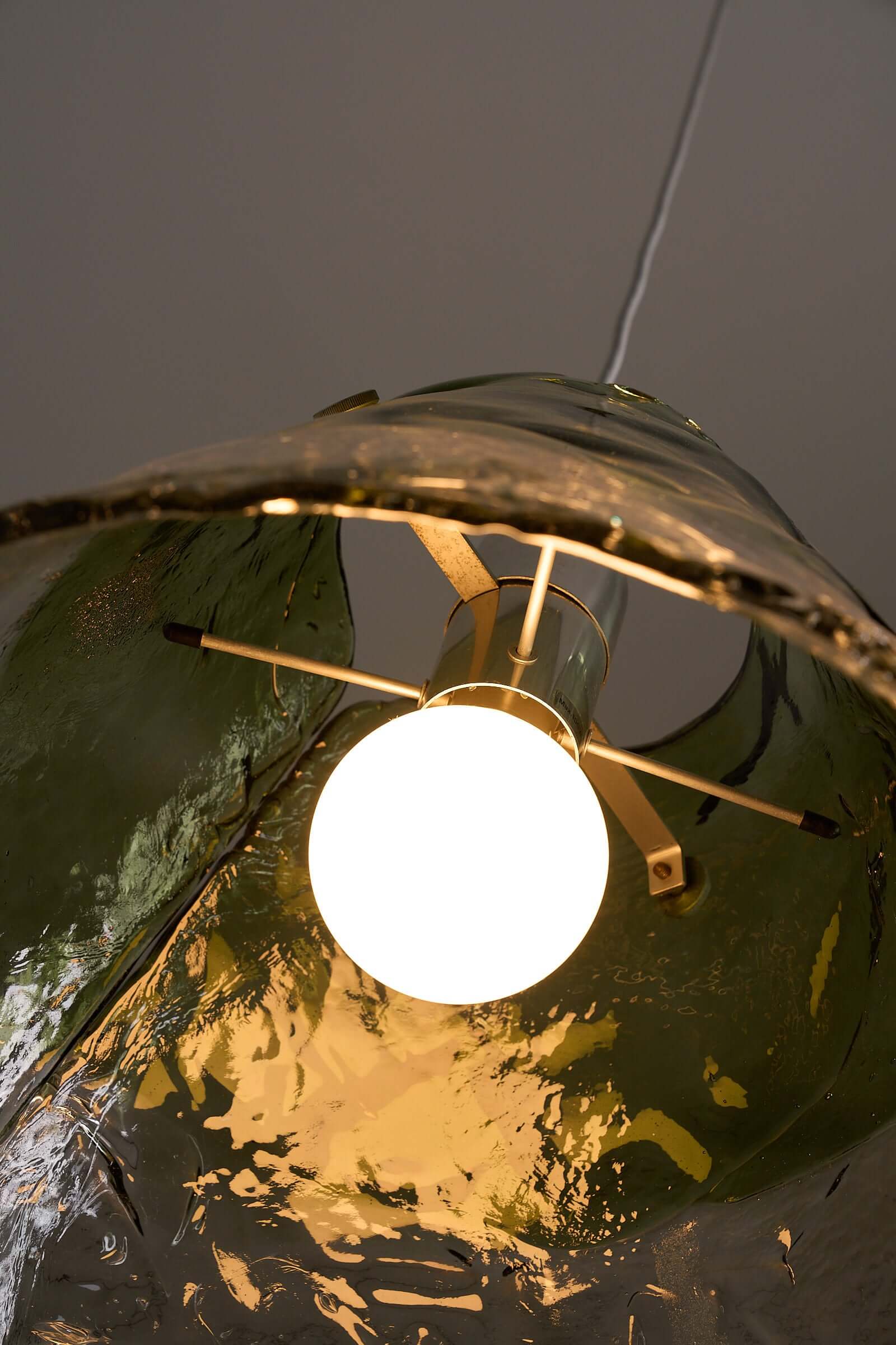 Carlo Nason Two-Tone Glass Chandelier, Moss-Green showcasing the intricate Murano glass design and modern light fixture.