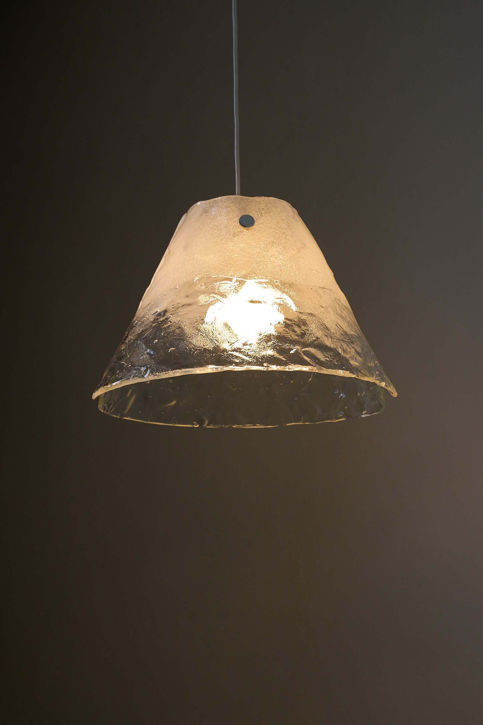 Carlo Nason Two-Tone Glass Chandelier, White, featuring a textured Murano glass pendant shade in a stylish design.