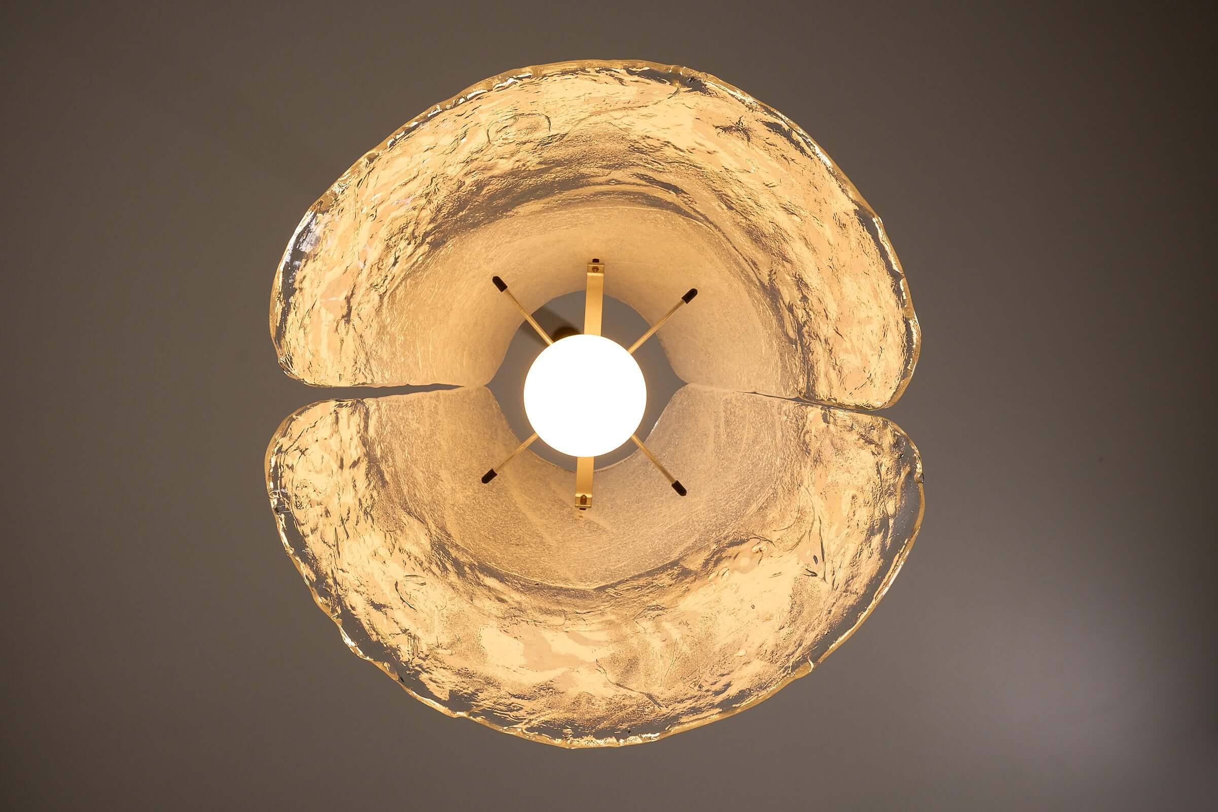 Carlo Nason Two-Tone Glass Chandelier, White viewed from above showcasing its hand-blown Murano glass design.