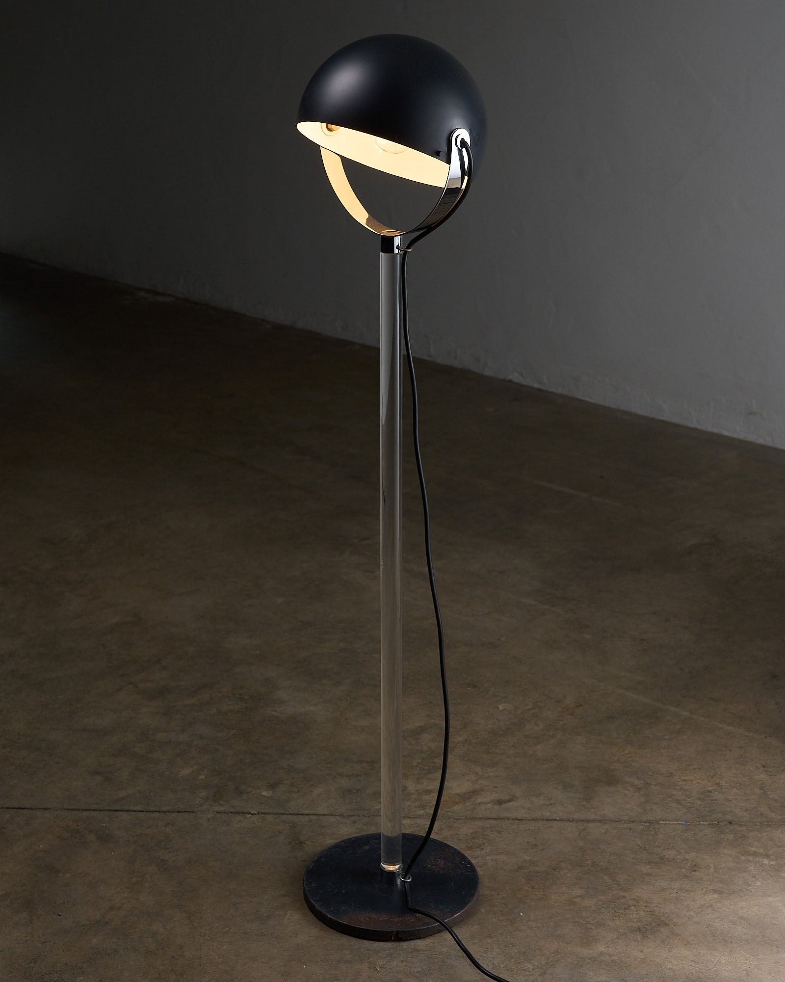 Cosack Floor Lamp with Plexiglass Stem in Anthracite, Germany, 1970s featuring a sleek design and adjustable shade.