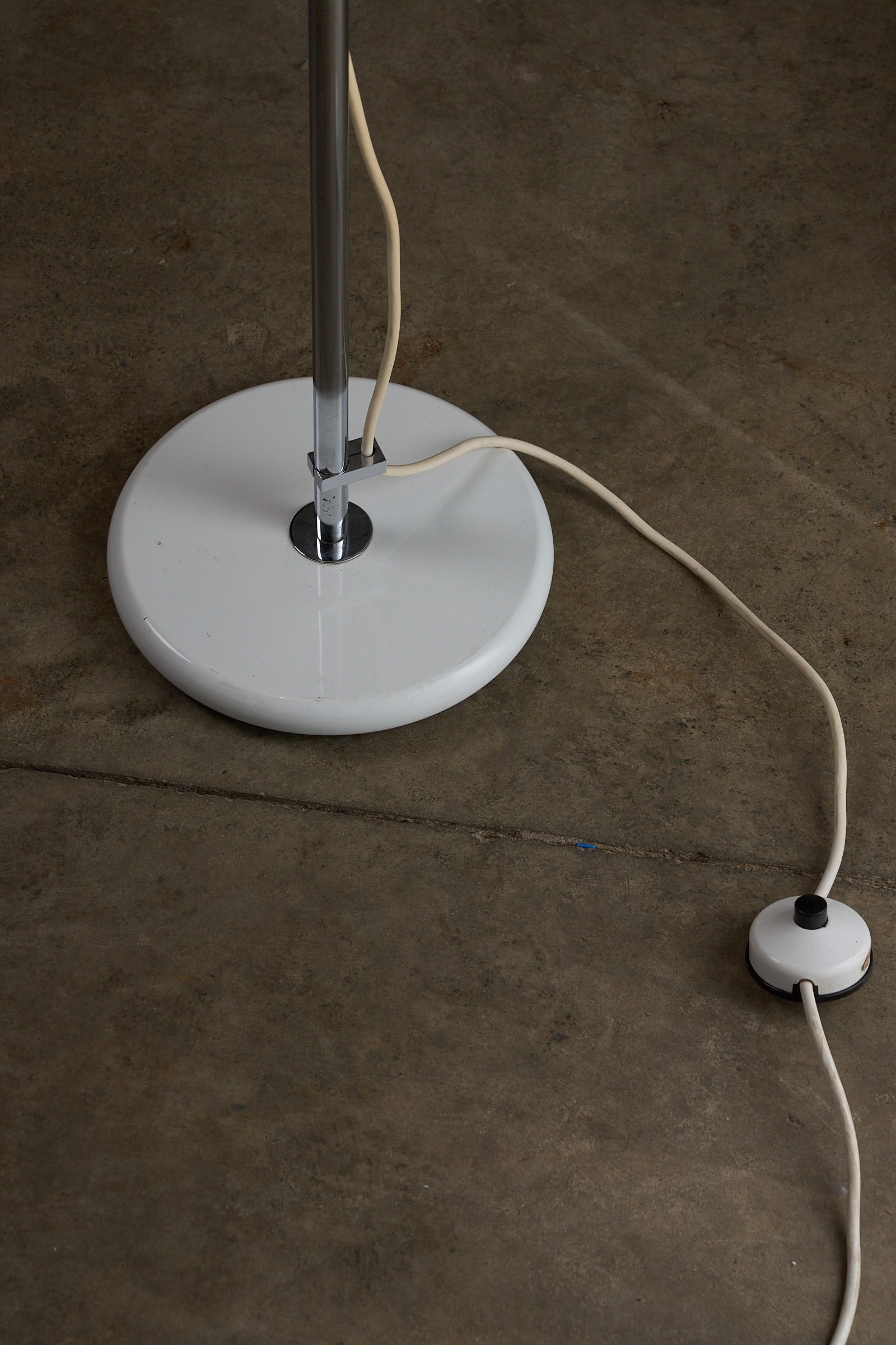 Base and cord of the White Metal Sphere Floor Lamp by Cosack, Germany 1960s showcasing its design details.