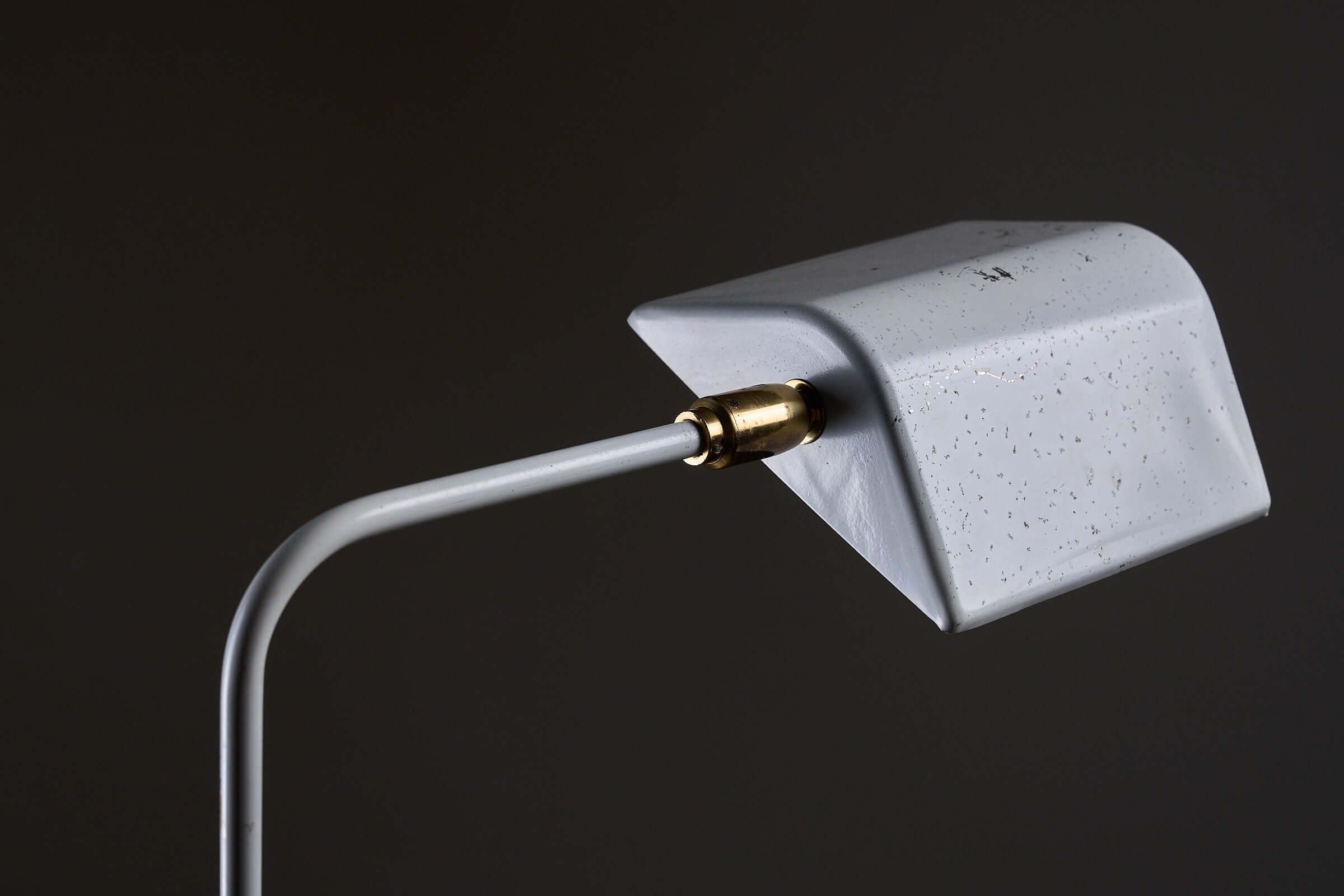 Adjustable Floor Lamp by Boulanger, White Finish with triangular shade and brass details.