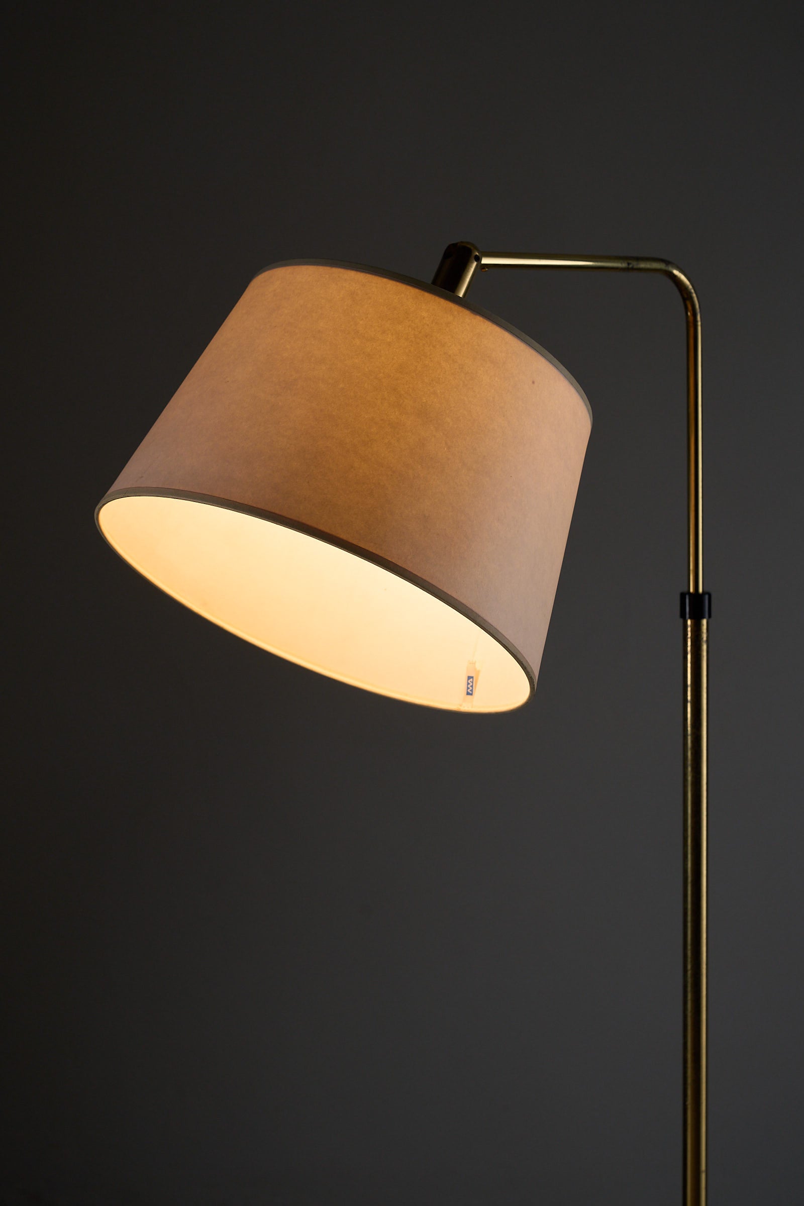 Adjustable Floor Lamp, Metalarte Spain with conical shade and brass stem for elegant task lighting.