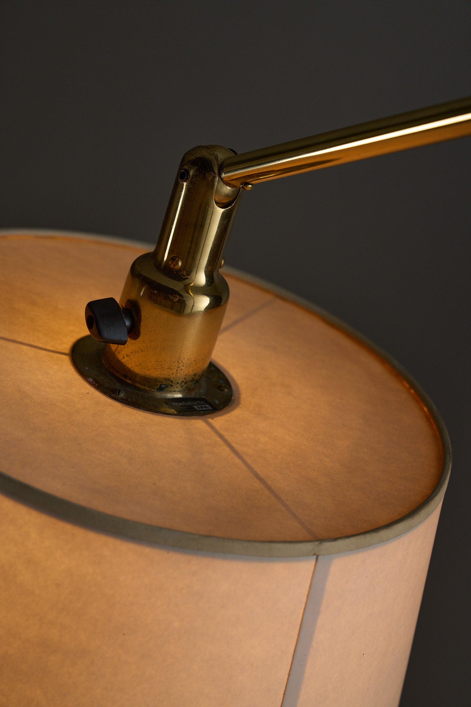 Adjustable Floor Lamp, Metalarte Spain with conical shade and brass stem detail