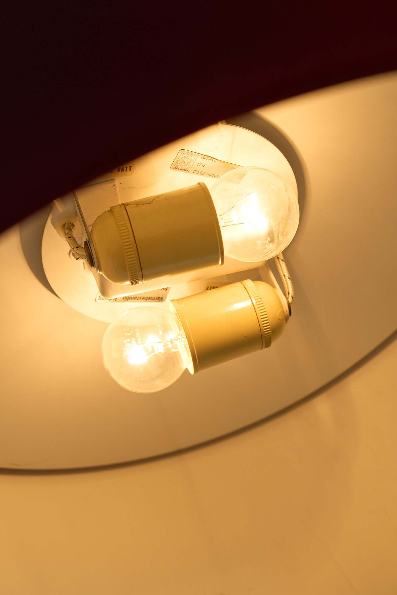 Fog & Mørup Drum Pendant in Bordeaux lightbulb detail, showcasing elegant design and vintage charm.