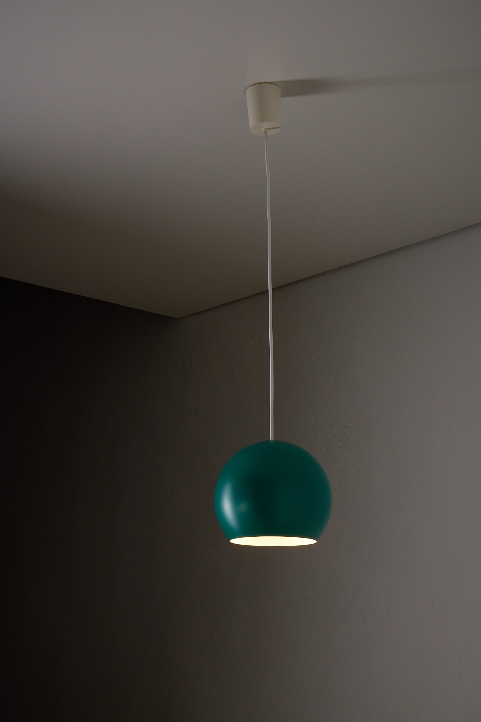 Turquoise Sphere Pendant by Karl-Heinz Kinsky for Cosack hanging from a ceiling.