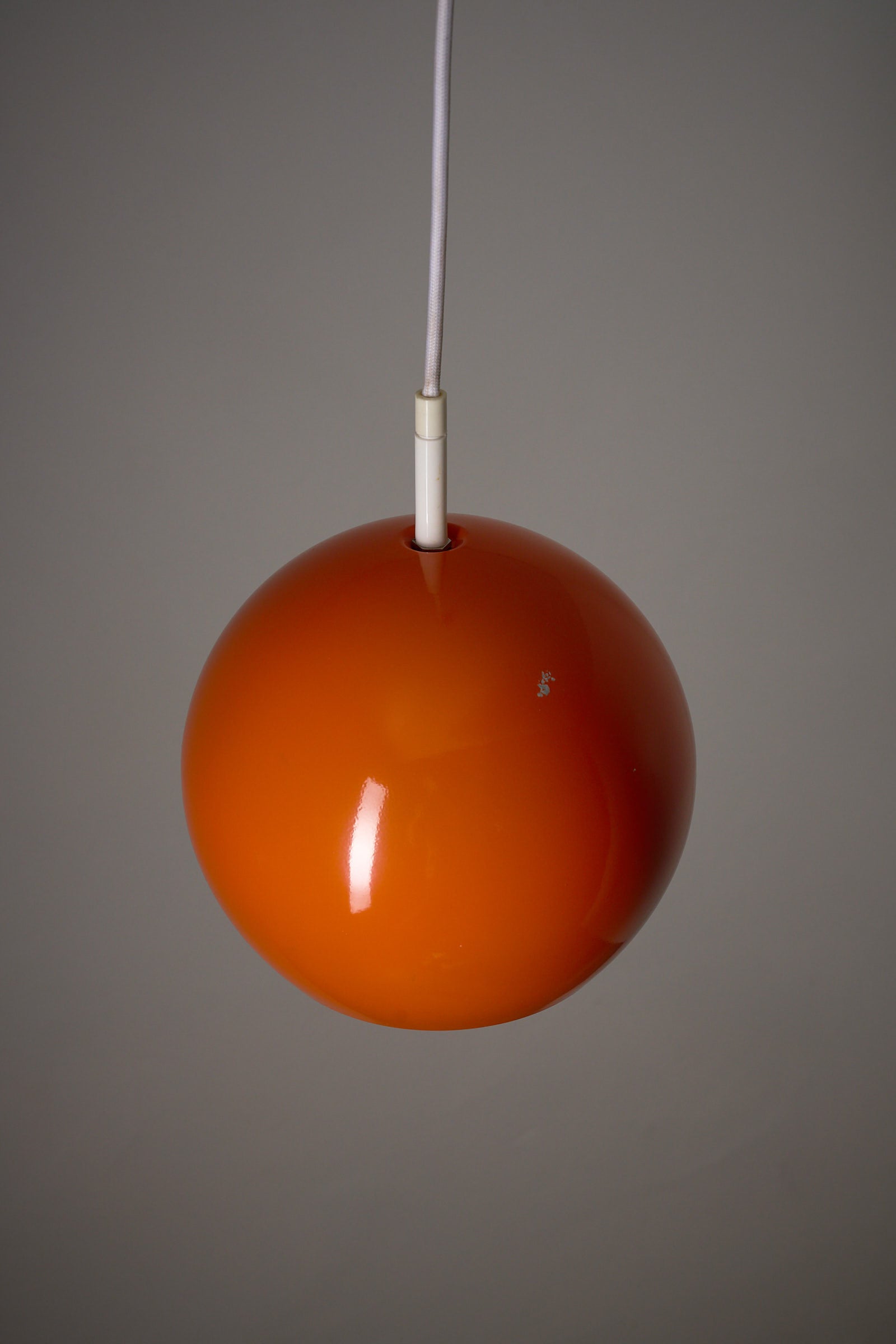 Orange Sphere Pendant by Karl-Heinz Kinsky for Cosack, 1964, glossy orange ceiling lamp, mid-century German design.