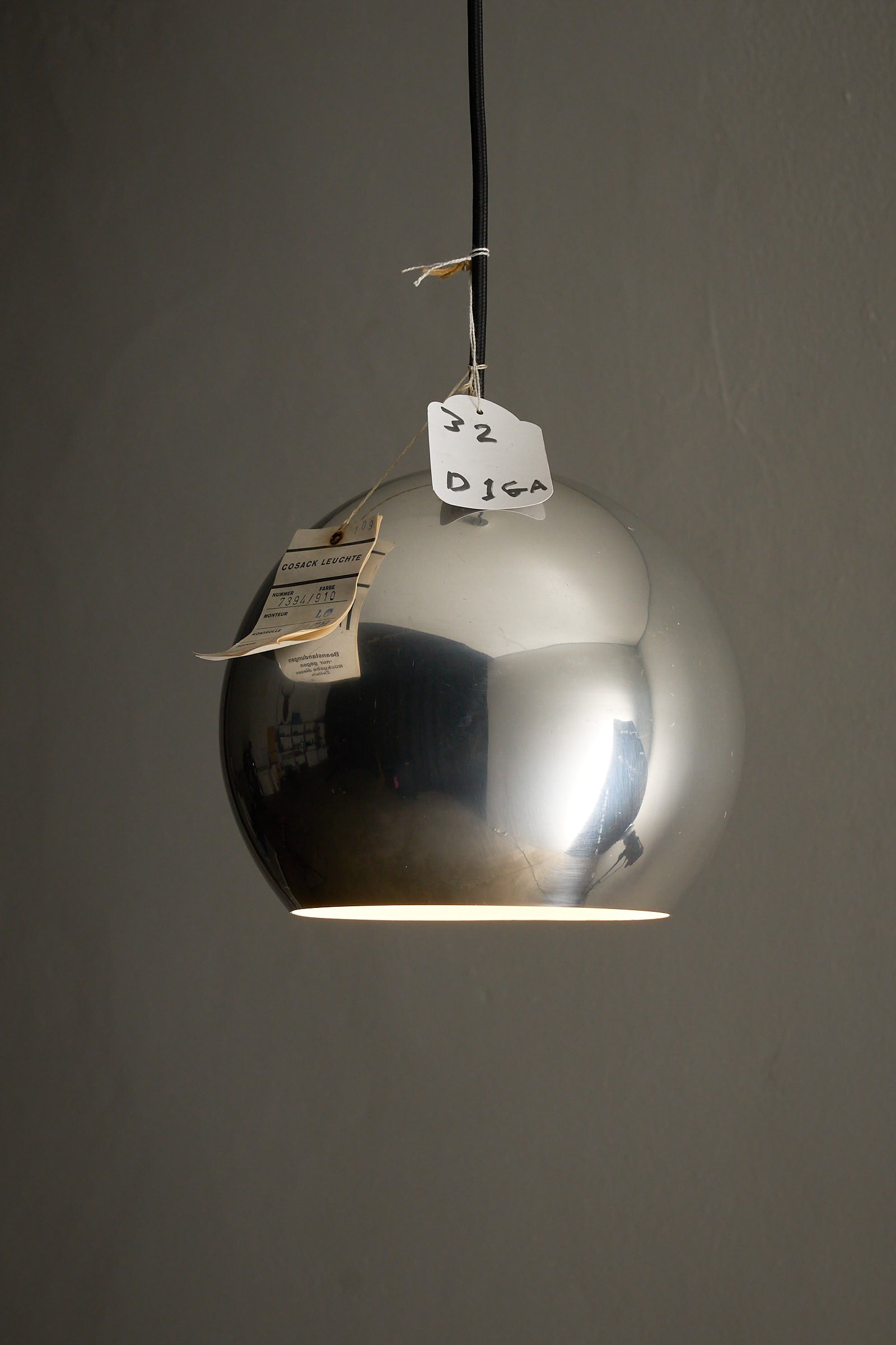 Chrome Sphere Pendant hanging ceiling lamp featuring a sleek chrome finish and minimalist design.