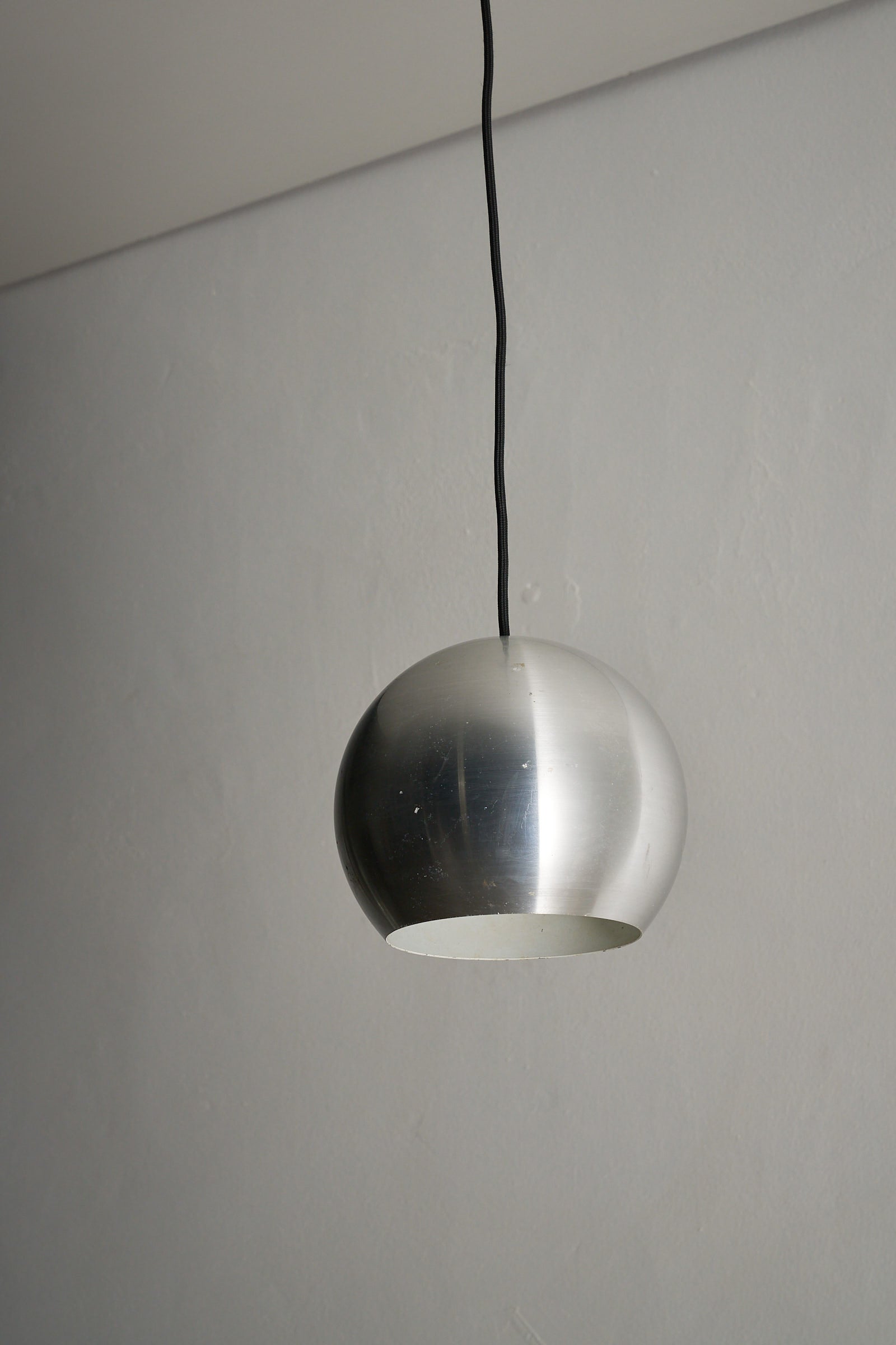 Brushed Aluminium Sphere Pendant hanging lamp designed by Karl-Heinz Kinsky for Cosack, showcasing mid-century design.