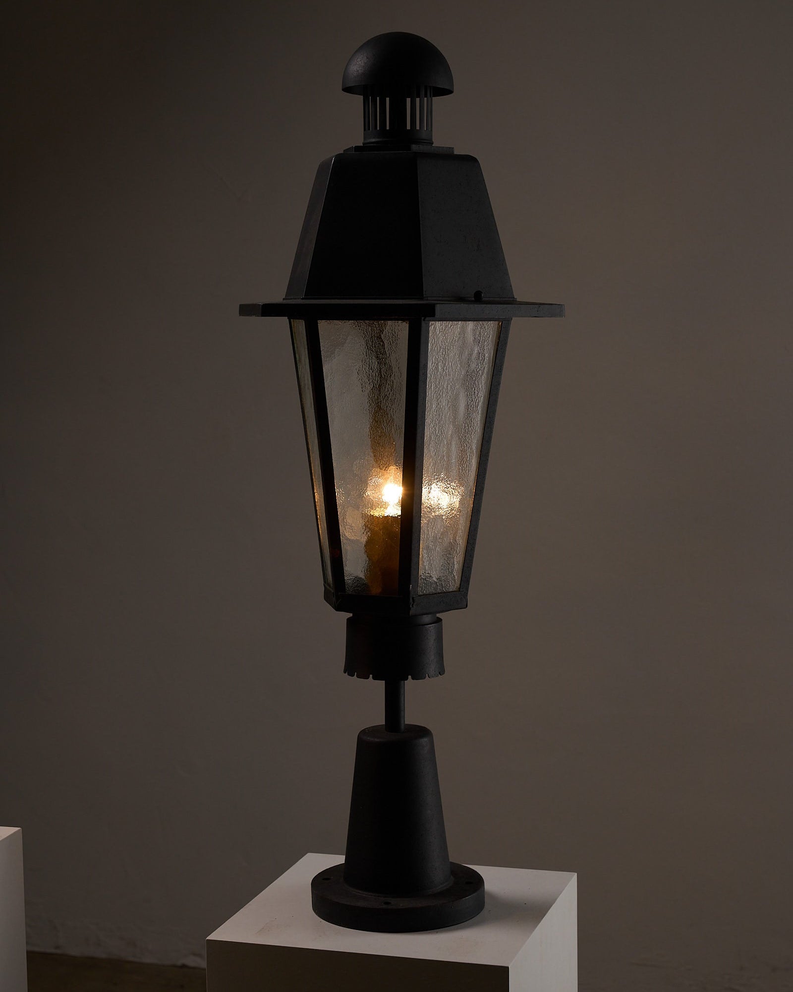 Boom BEGA Outdoor Lantern Large with textured glass diffusers and durable cast metal body for outdoor use.