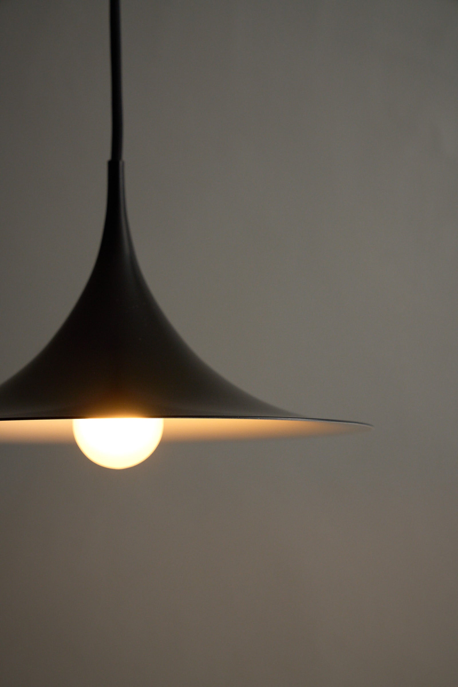Small Fog & Mørup Black Semi Pendant Lamp featuring a refined organic shape and woven cord.