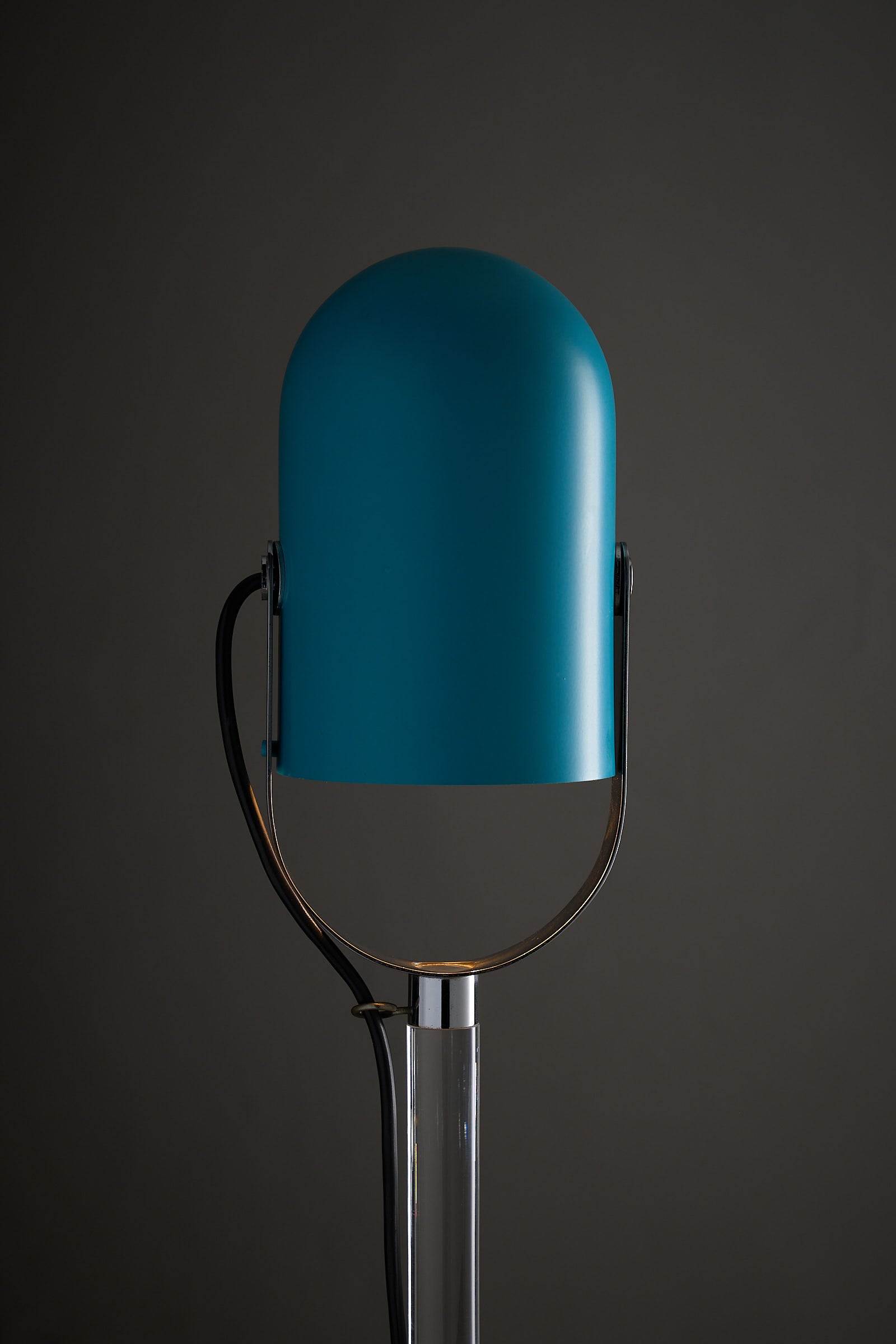 Turquoise Floor Lamp with Plexi Stem by Cosack featuring a bold turquoise shade and clear plexiglass stem.