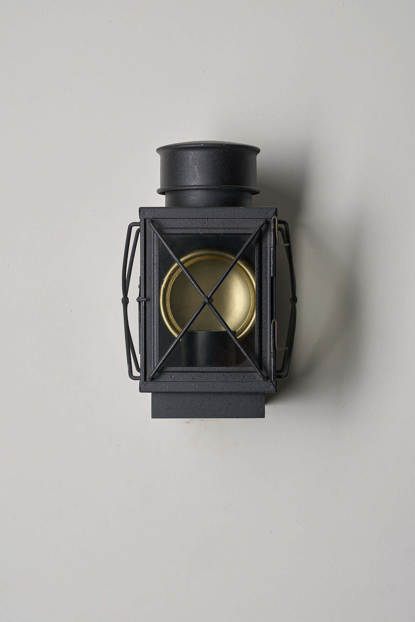 Set of Caged Lantern Wall Lamps by Bega Boom - outdoor lamp with durable dark cast metal and brass reflector design.