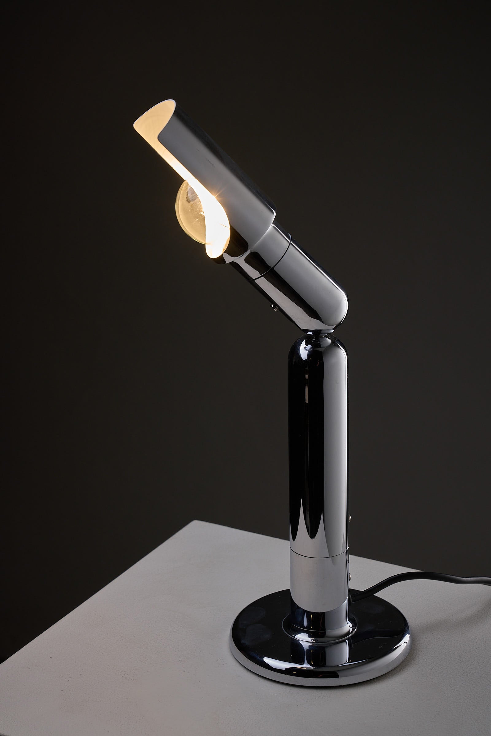 Chrome Adjustable Desk Lamp Model 7962 By Cosack, mid-century design with adjustable shade for outdoor lighting.