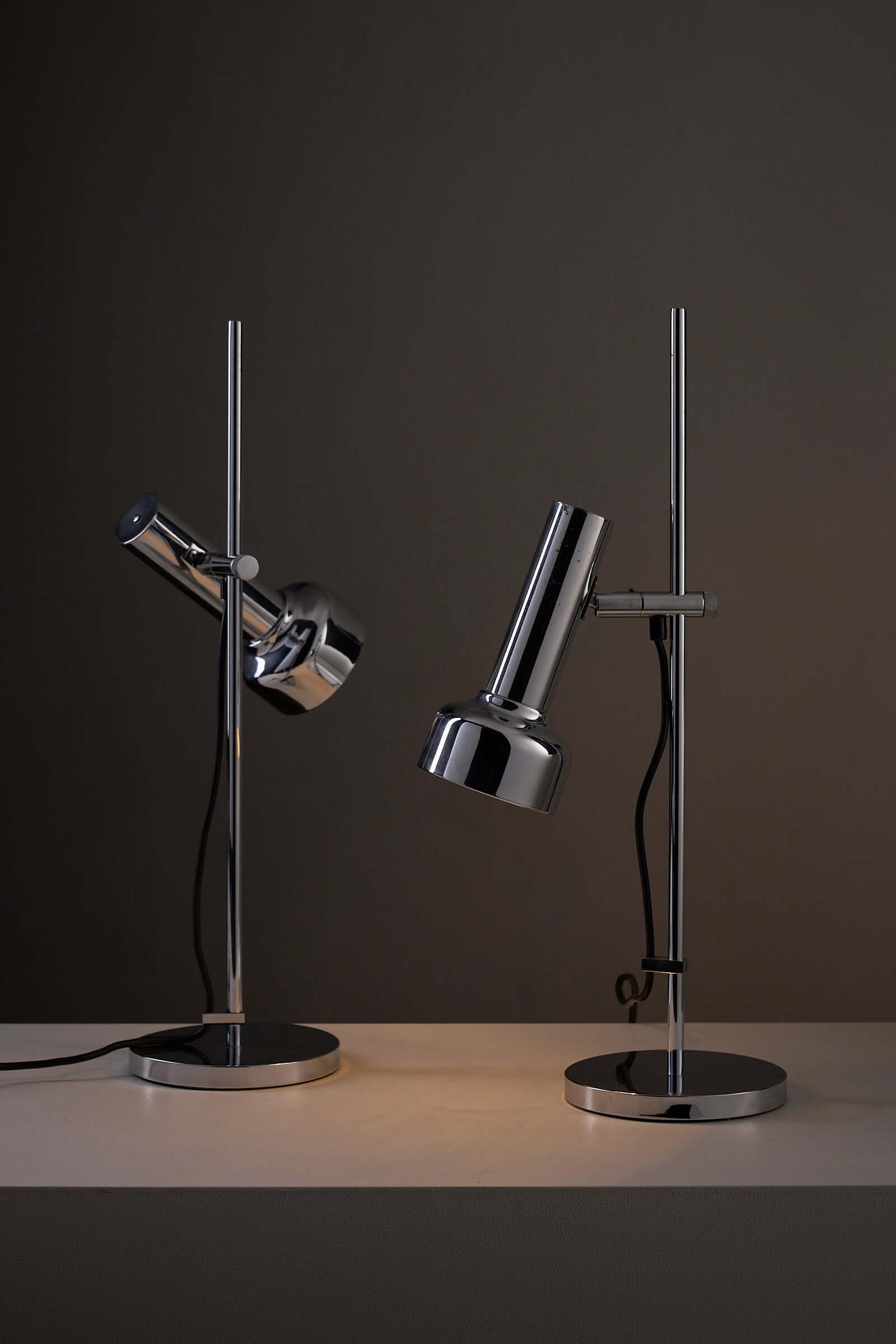 Adjustable Chrome Table Lamp Model 7973 by Cosack showcasing mid-century modern design with adjustable light heads.