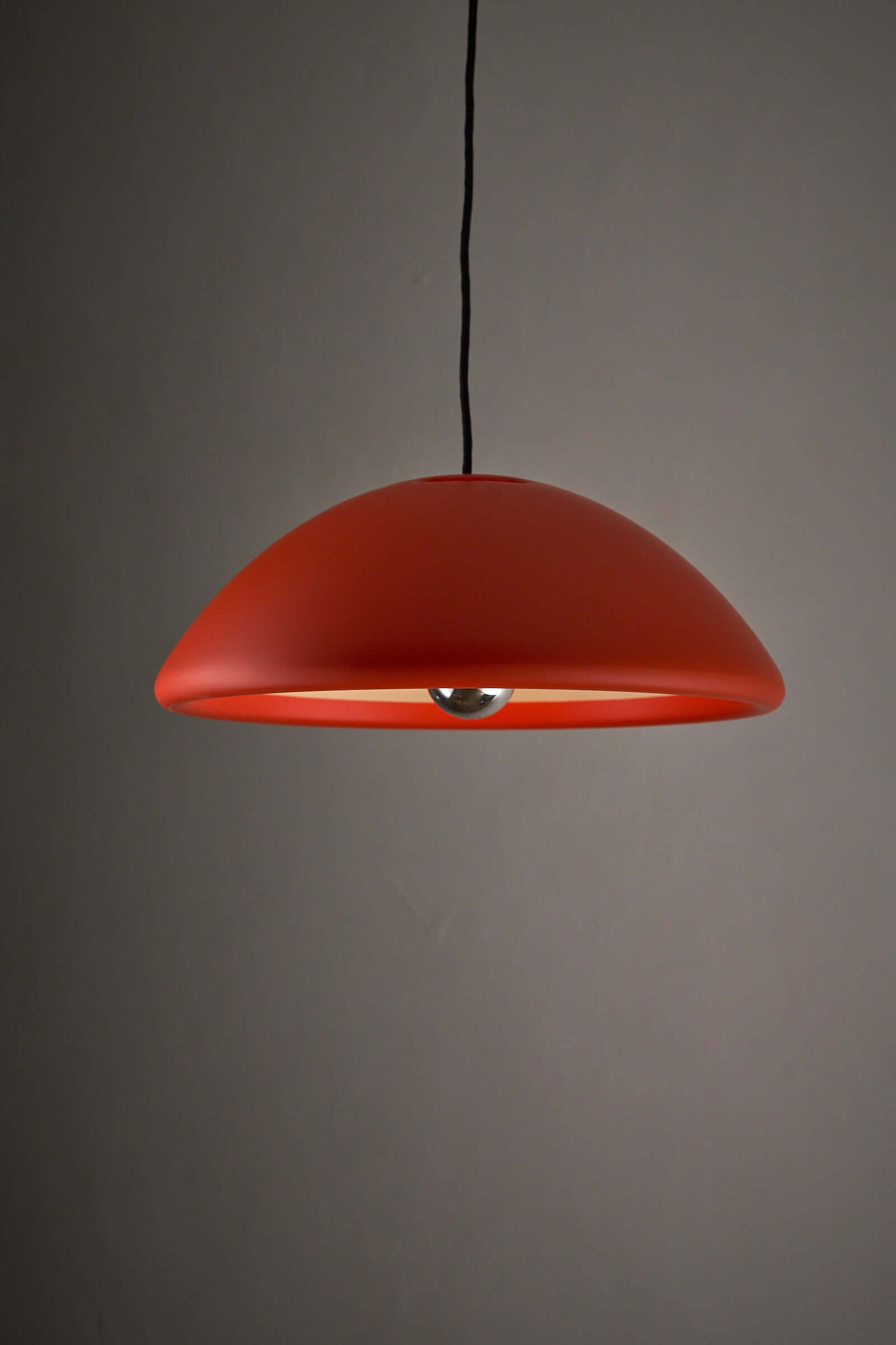 Orange Space Age Data Pendant by Bjarne Bo for Fog & Morup, 1970s hanging lamp with matte finish.