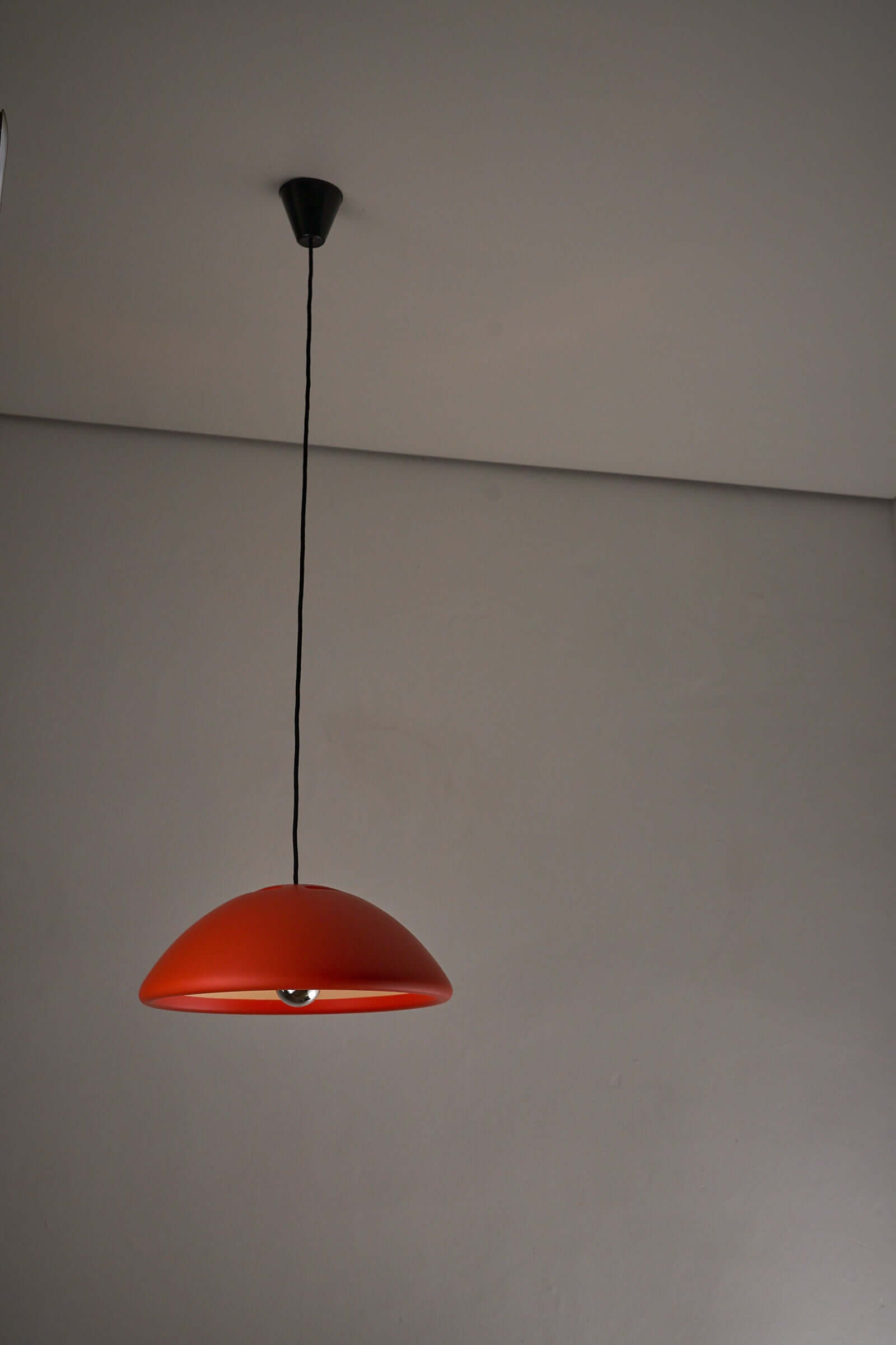 Orange Space Age Data Pendant by Bjarne Bo for Fog & Morup, 1970s hanging from the ceiling.
