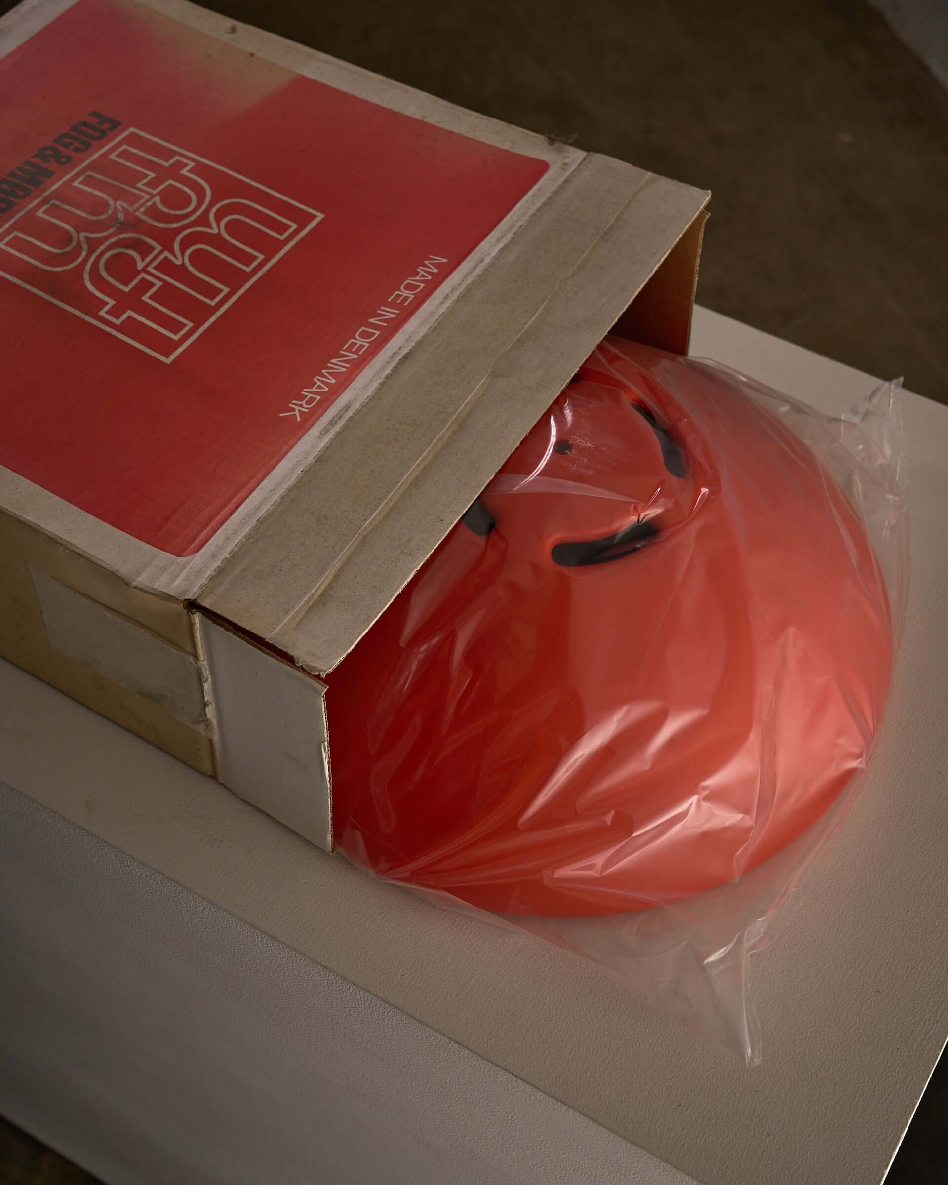 Orange Space Age Data Pendant by Bjarne Bo for Fog & Morup, 1970s in packaging with red box.