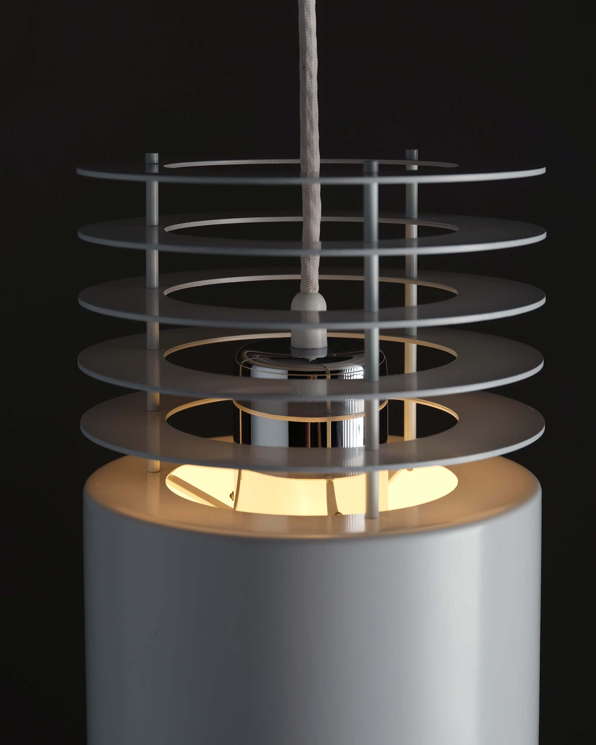 Jo Hammerborg 'Hydra I' Pendant Light for Fog & Mørup (NOS) with concentric rings and cylindrical body