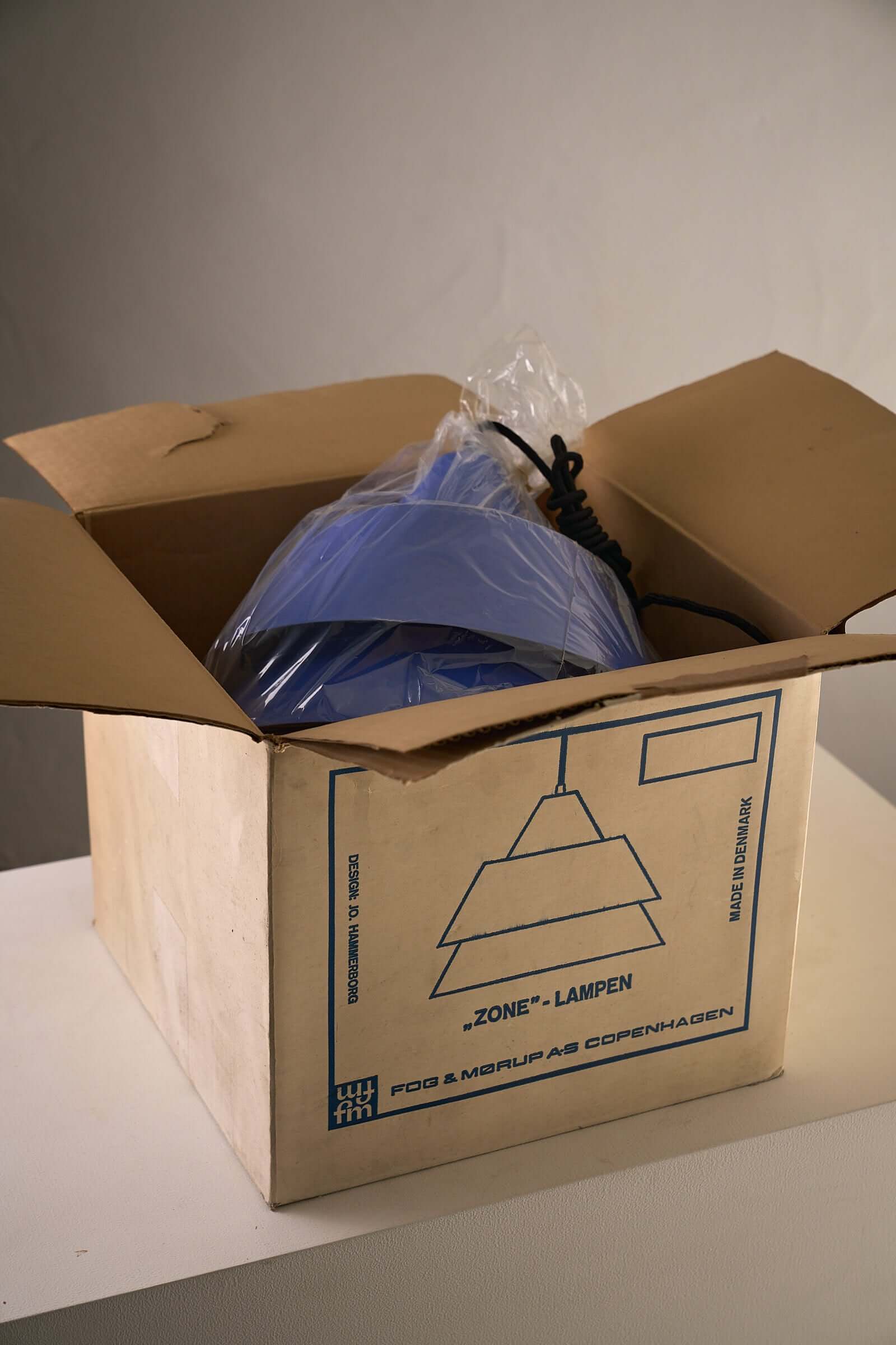 Jo Hammerborg 'Zone' Pendant Light for Fog & Mørup (NOS) inside its original packaging.