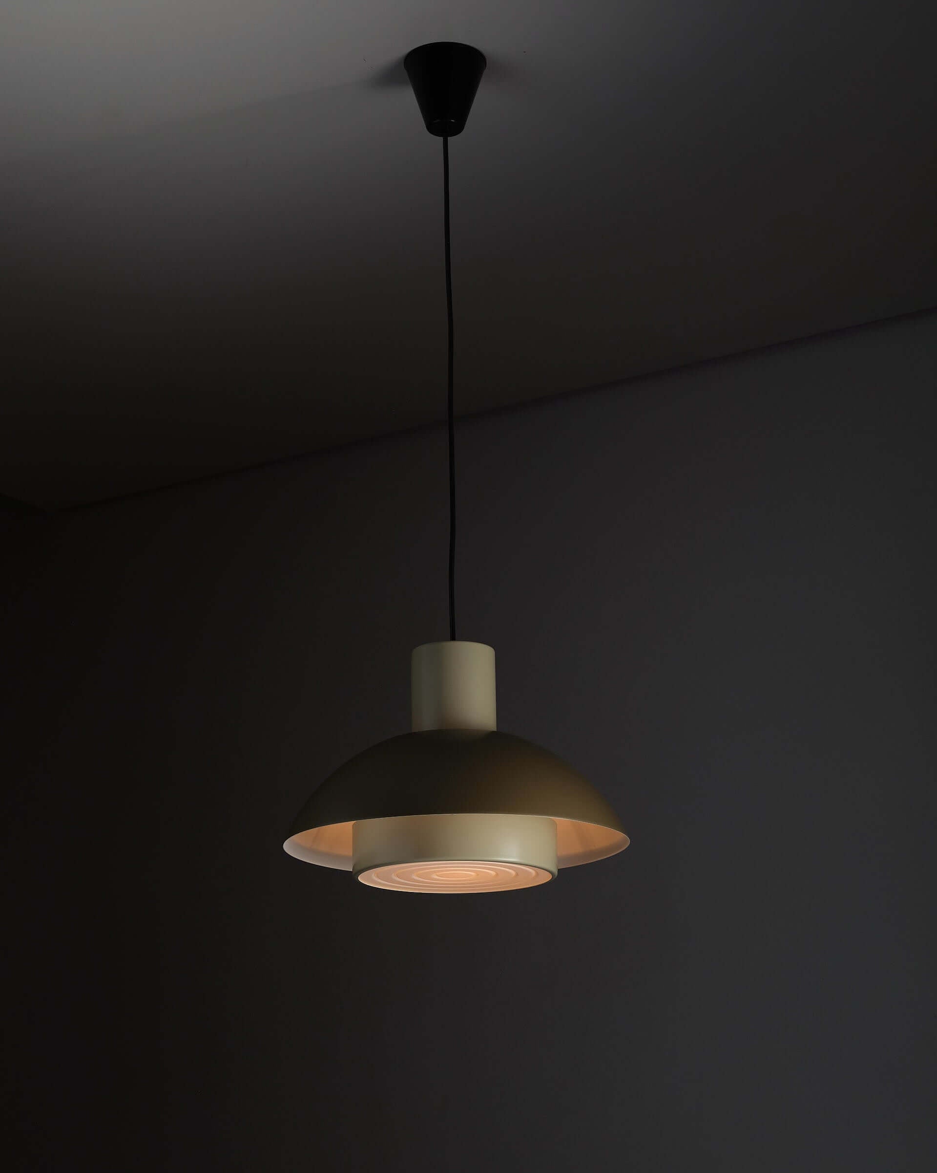 Jo Hammerborg 'Lakaj' Pendant Light (NOS) showcasing a sleek, architectural design and soft downlight.