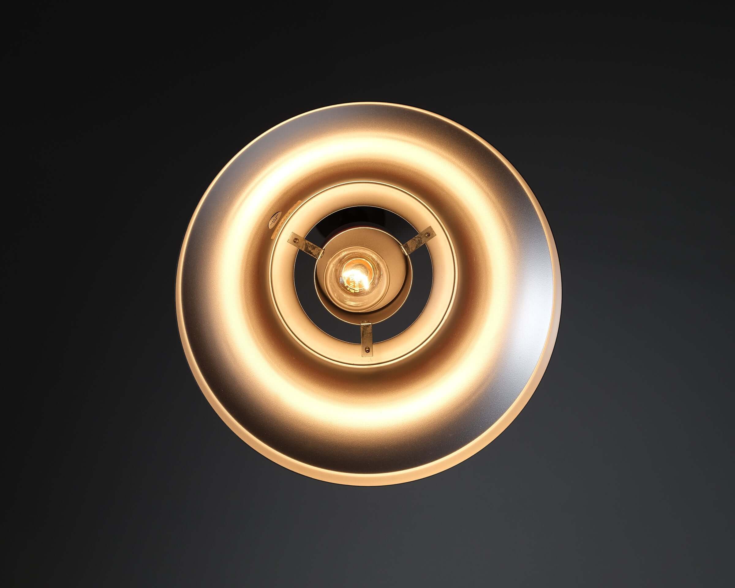 Jo Hammerborg 'Cinderella' Pendant Light in Black and Red (NOS) top view with vibrant colors and soft silhouette.