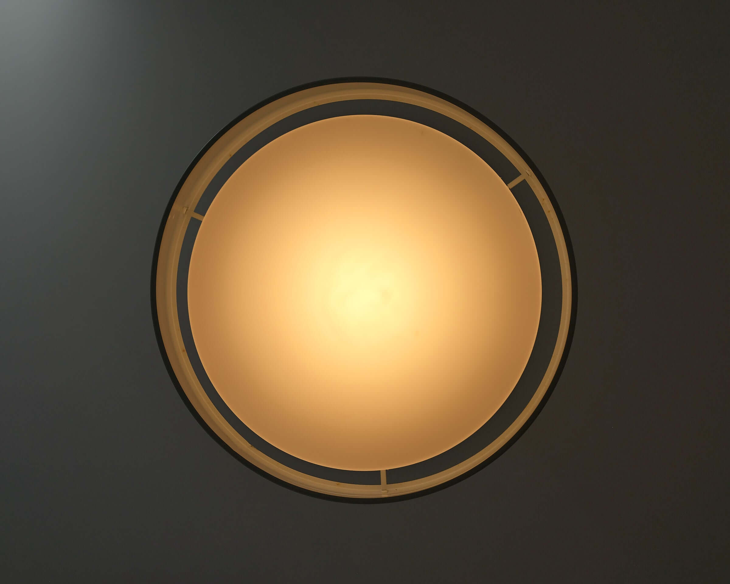 Fog & Mørup 'Blågård' Pendant by Clemmensen & Bo in Light Grey (NOS) with warm, circular light shade.