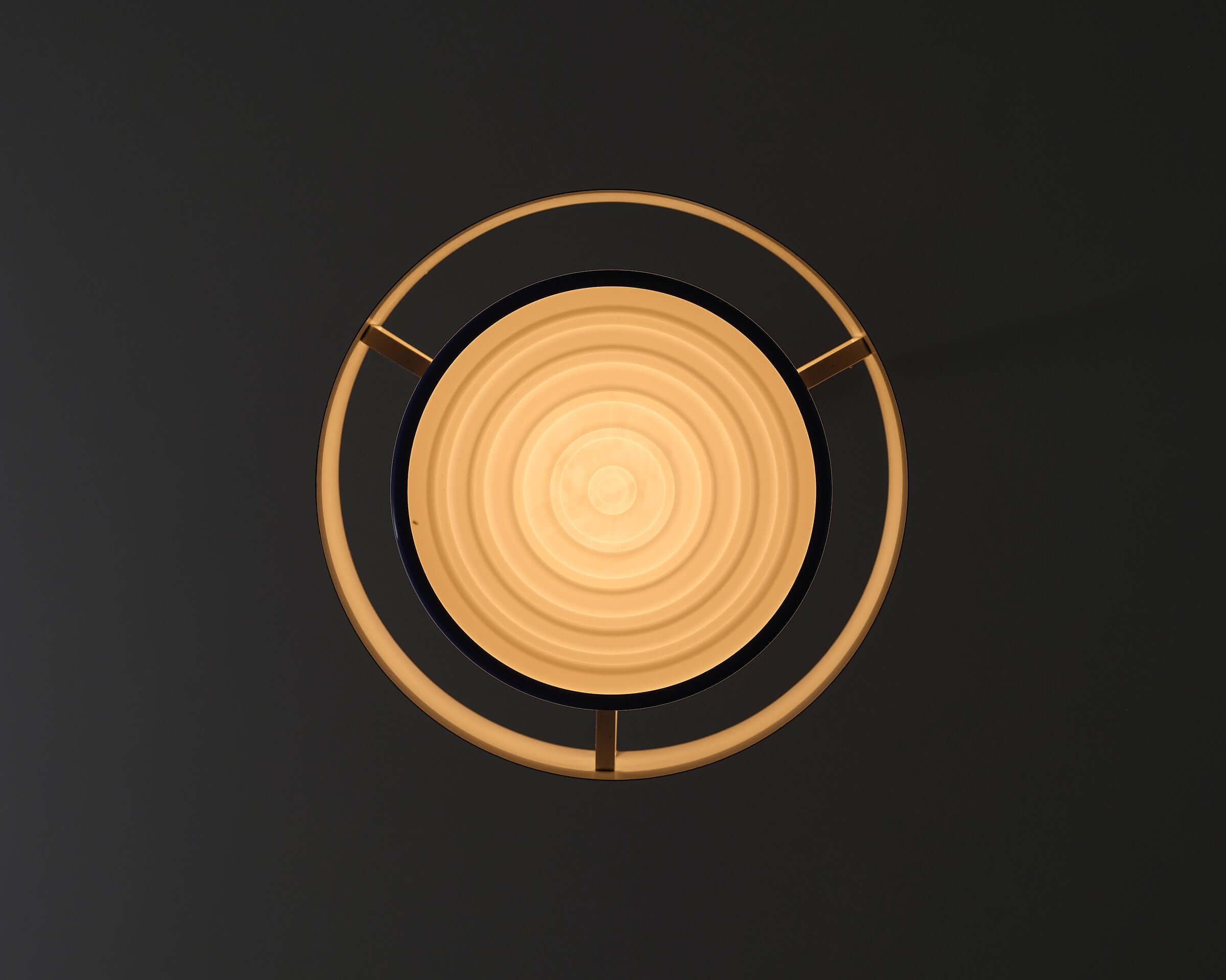 Jo Hammerborg 'Juno' Pendant Light in Blue for Fog & Mørup (NOS) viewed from above, highlighting its unique circular design.