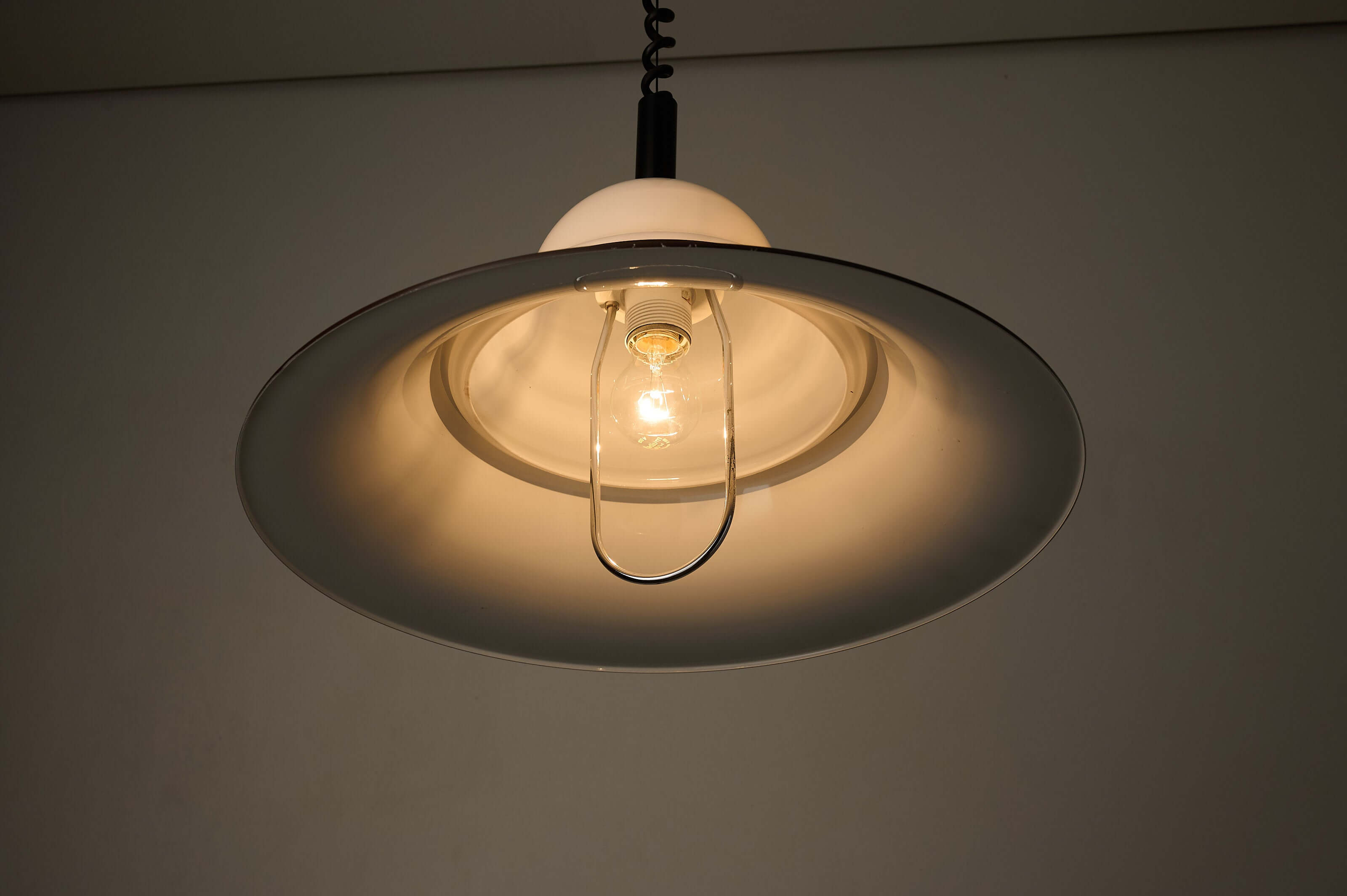 Brown and Opal Glass Model 7565 Adjustable Pull-Down Lamp by Cosack, showcasing warm light and modern design.
