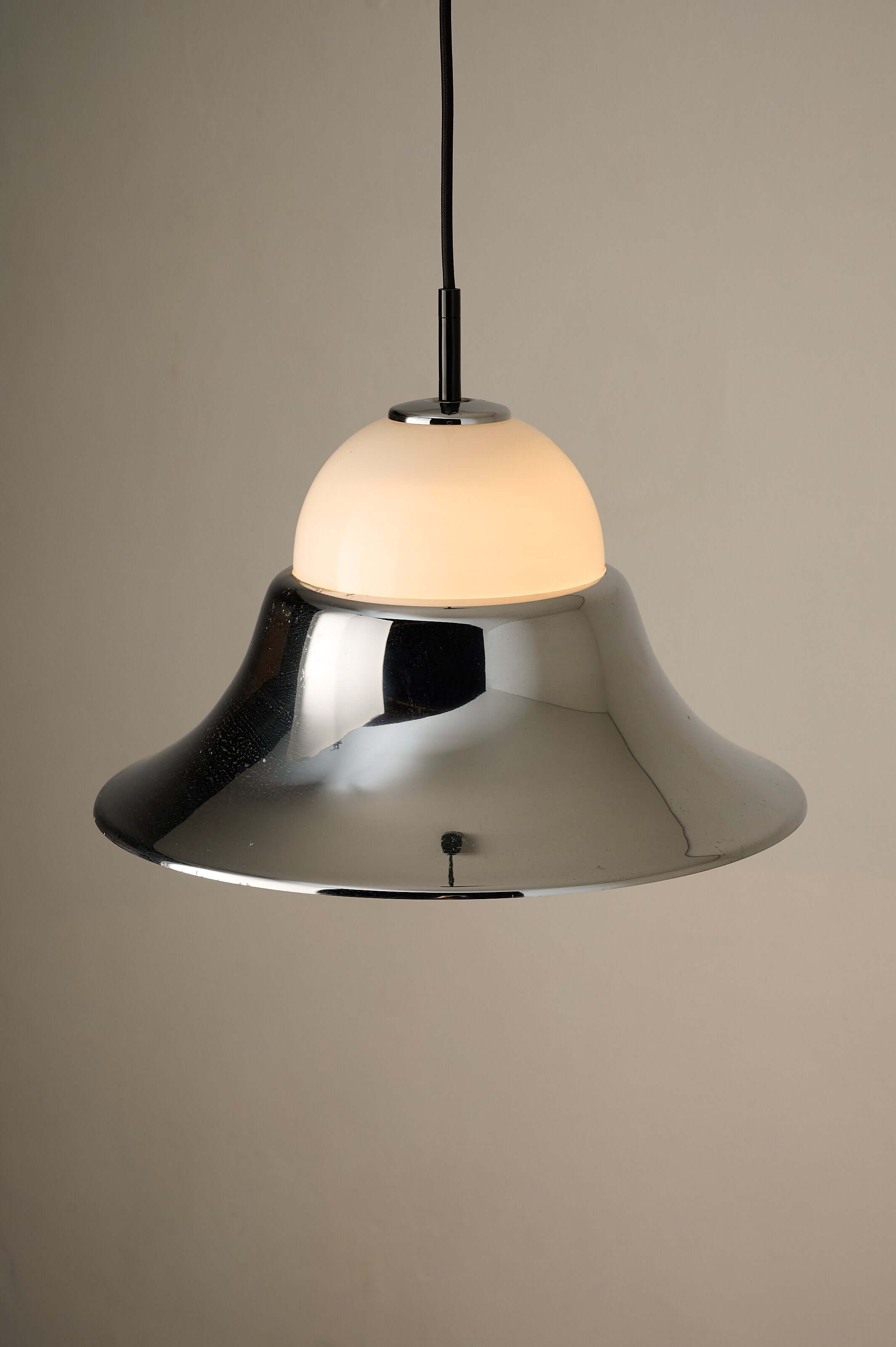 Chrome and Opal Glass Model 7563 Pendant by Cosack hanging light with polished chrome and opal glass shade.