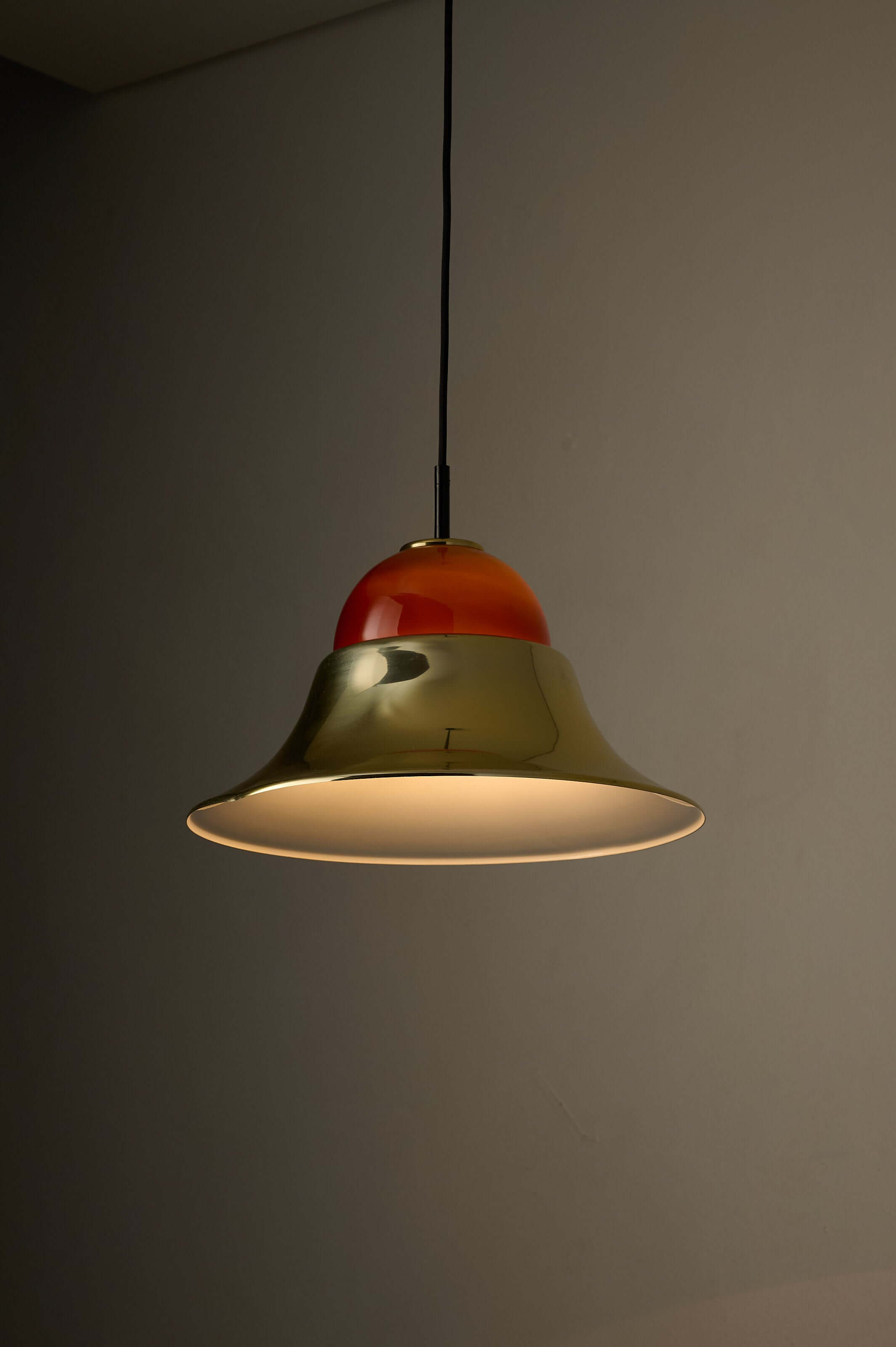 Brass and Amber Glass Model 7563 Pendant by Cosack hanging lamp with polished gold-tone metal and amber glass.