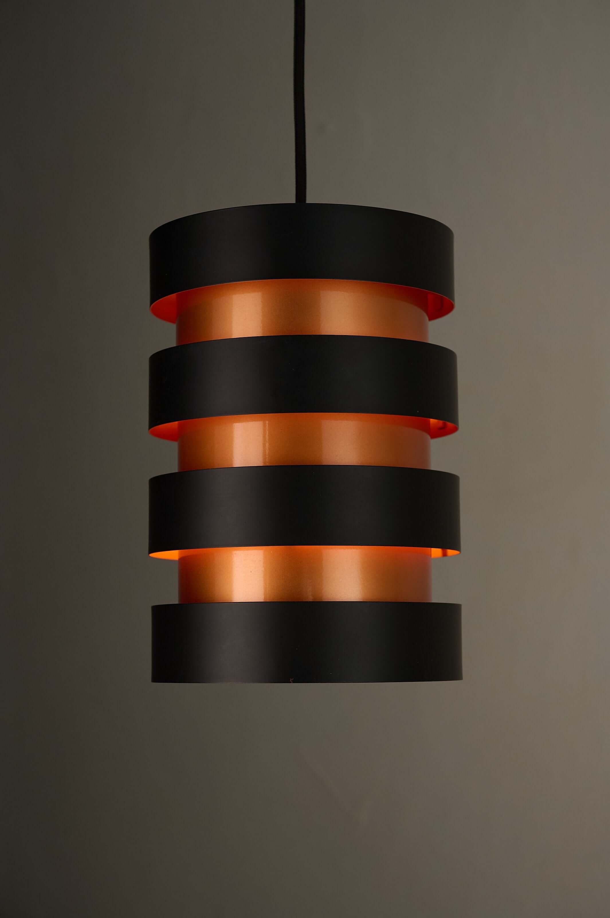Black and Copper "Eiffel" Pendant by Jo Hammerborg for Fog & Mørup hanging lamp design.