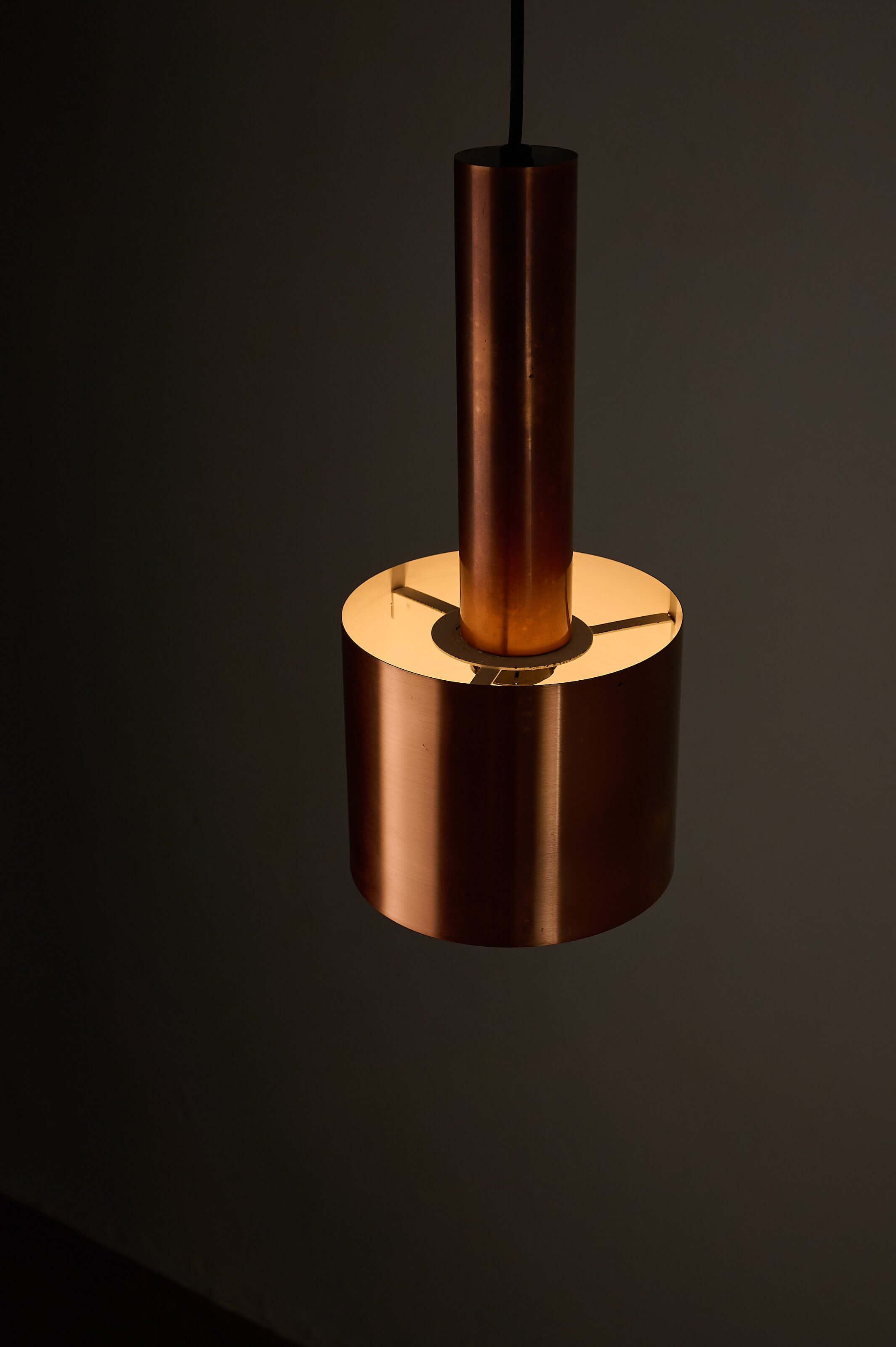 Copper "Club" Pendant by Jo Hammerborg for Fog & Mørup, 1960s hanging light fixture.