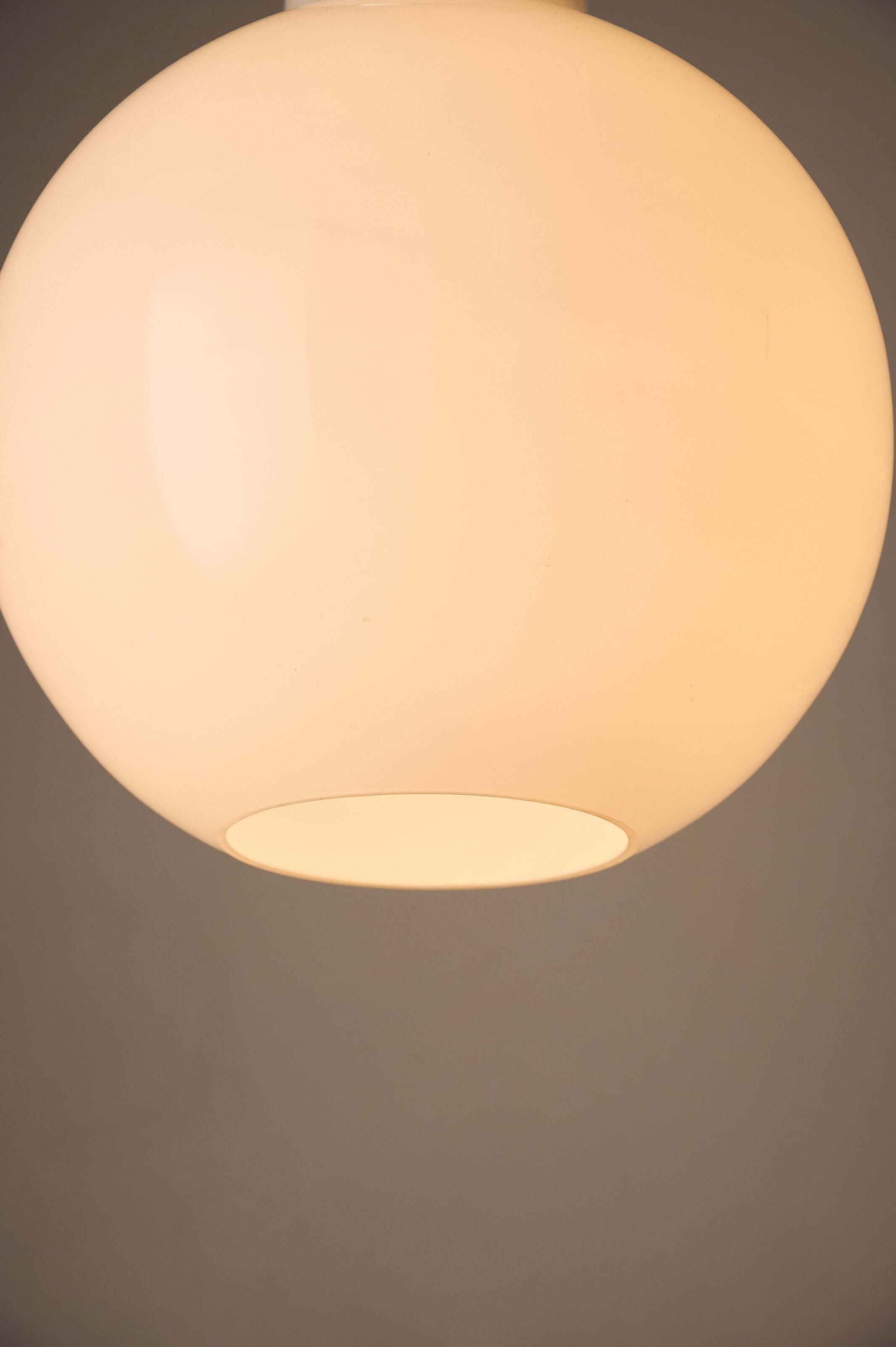 Large Opal Glass & Chrome Pendant by Cosack, showcasing a bulbous opaline glass shade with a soft glow.