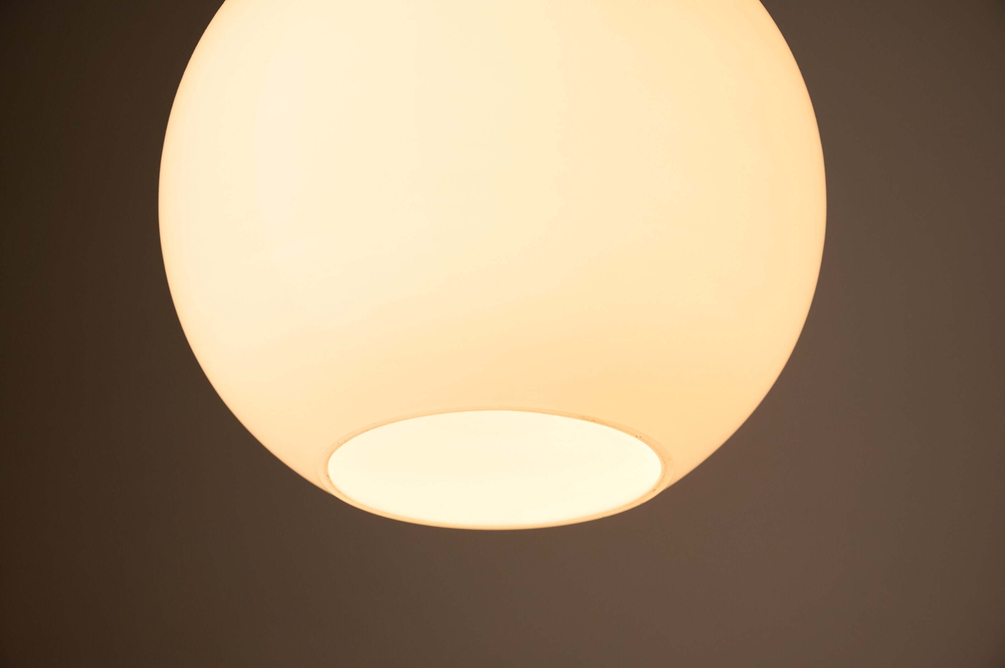 Mid-Century Opal Glass & Chrome Model "7064" Pendant by Cosack, featuring a seamless organic bulb shape.