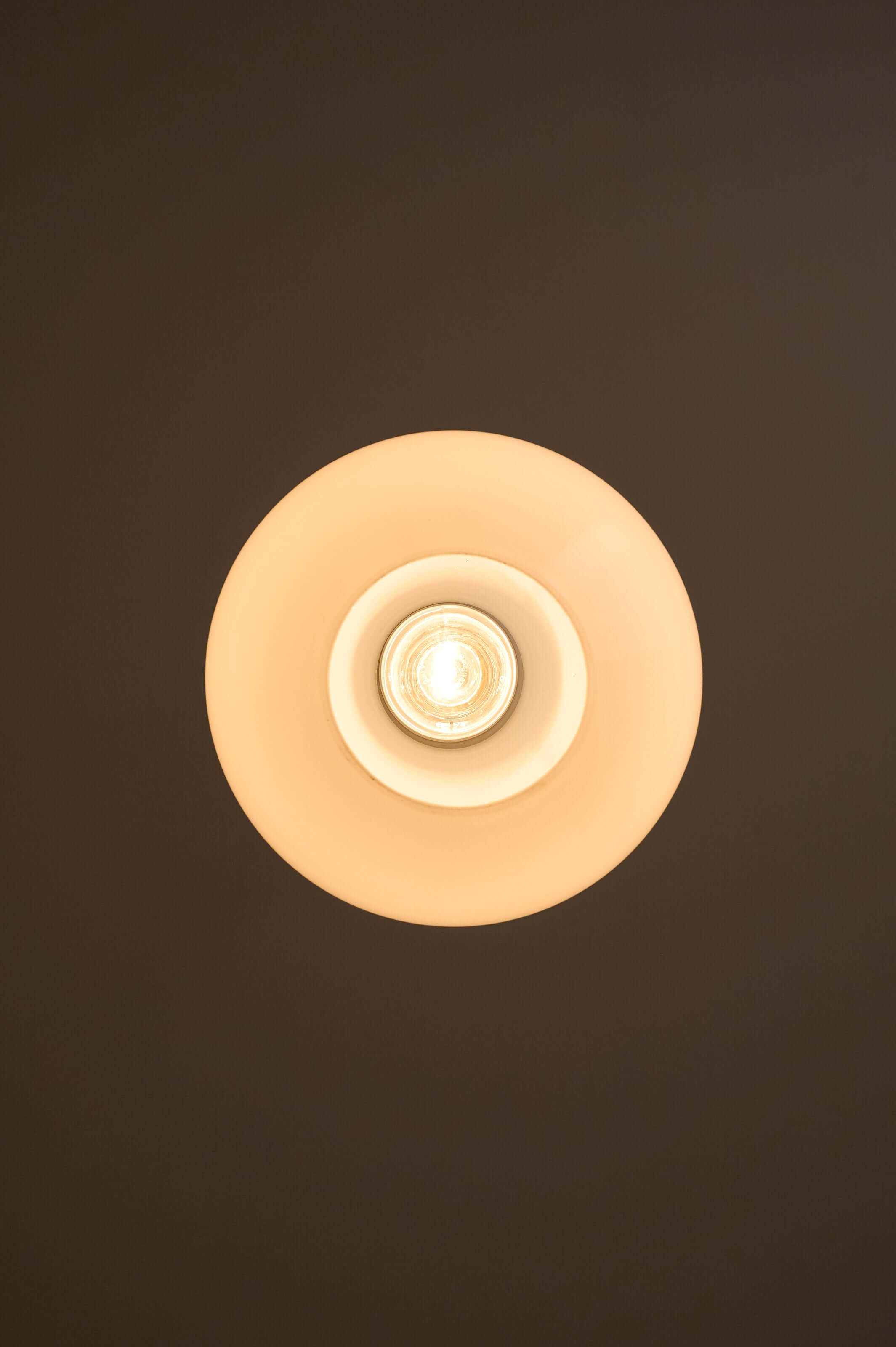 Mid-Century Opal Glass & Chrome Model "7064" Pendant by Cosack top view of the light fixture