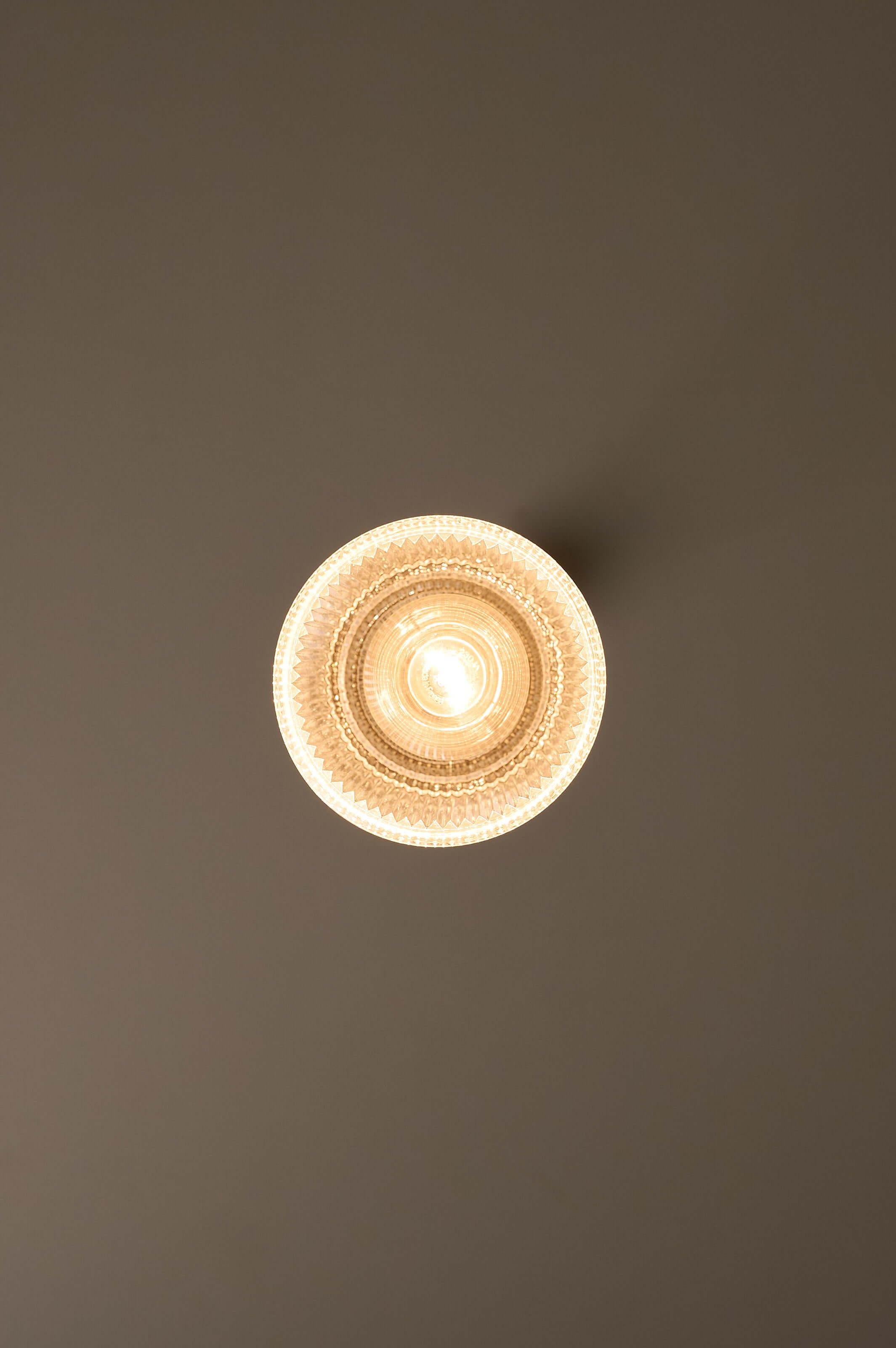 Black Model "7480" Structured Glass Pendant by Cosack from a top view, showcasing its geometric glass pattern.