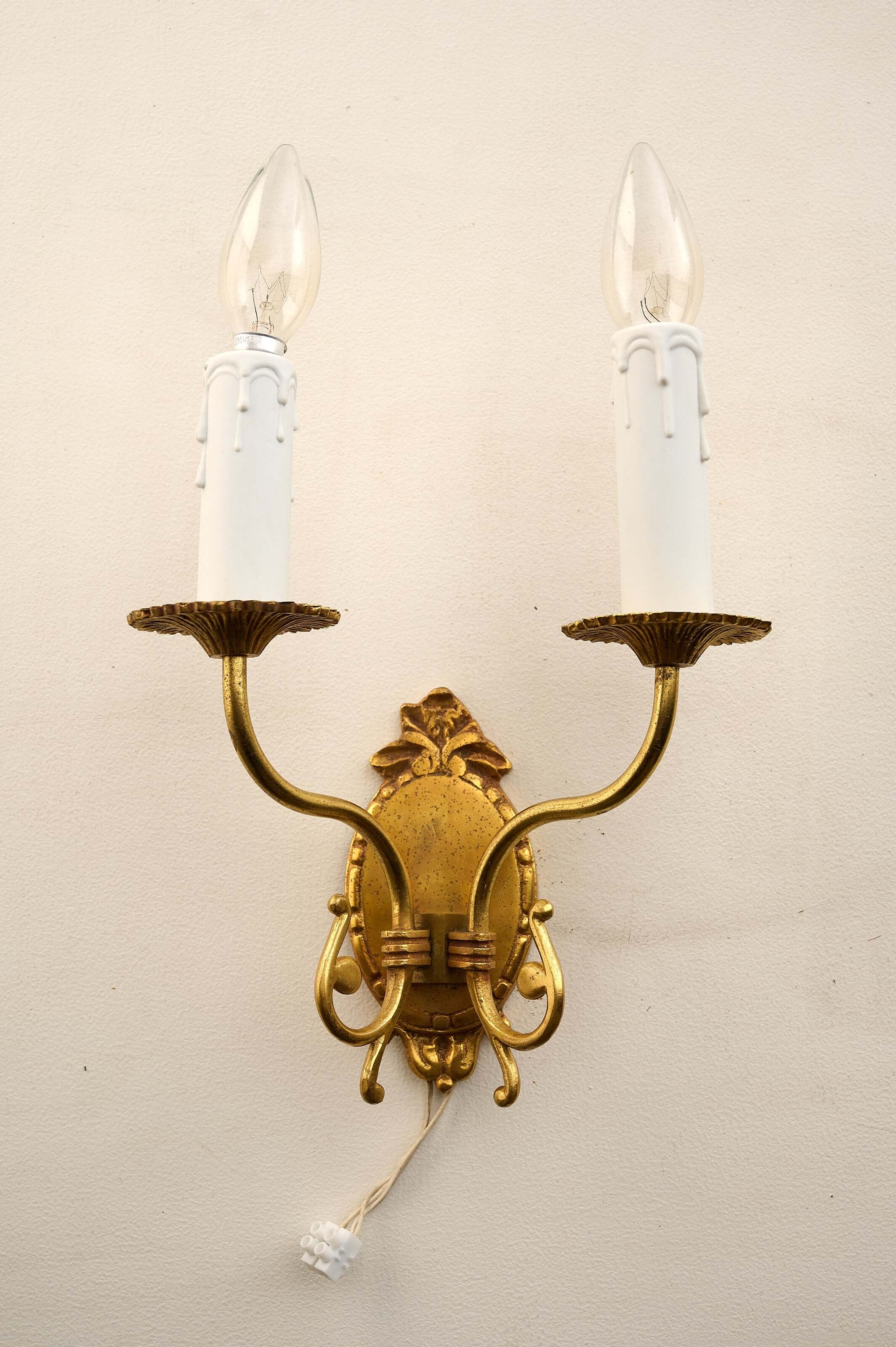 Flemish Baroque Style Brass Wall Sconces Classic featuring double arms and ornate detailing.